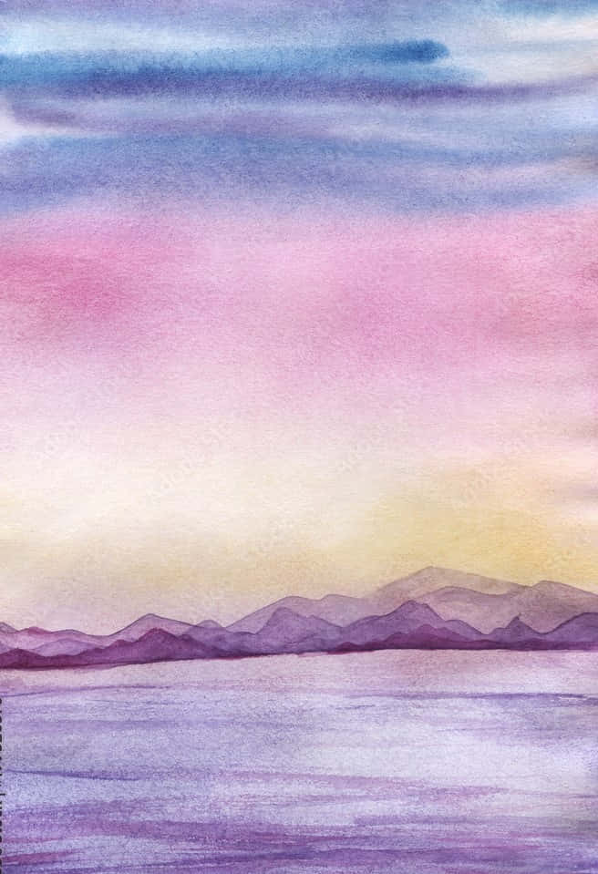 pastel pink, pastel purple, watercolor sunset, SD Phone Wallpaper