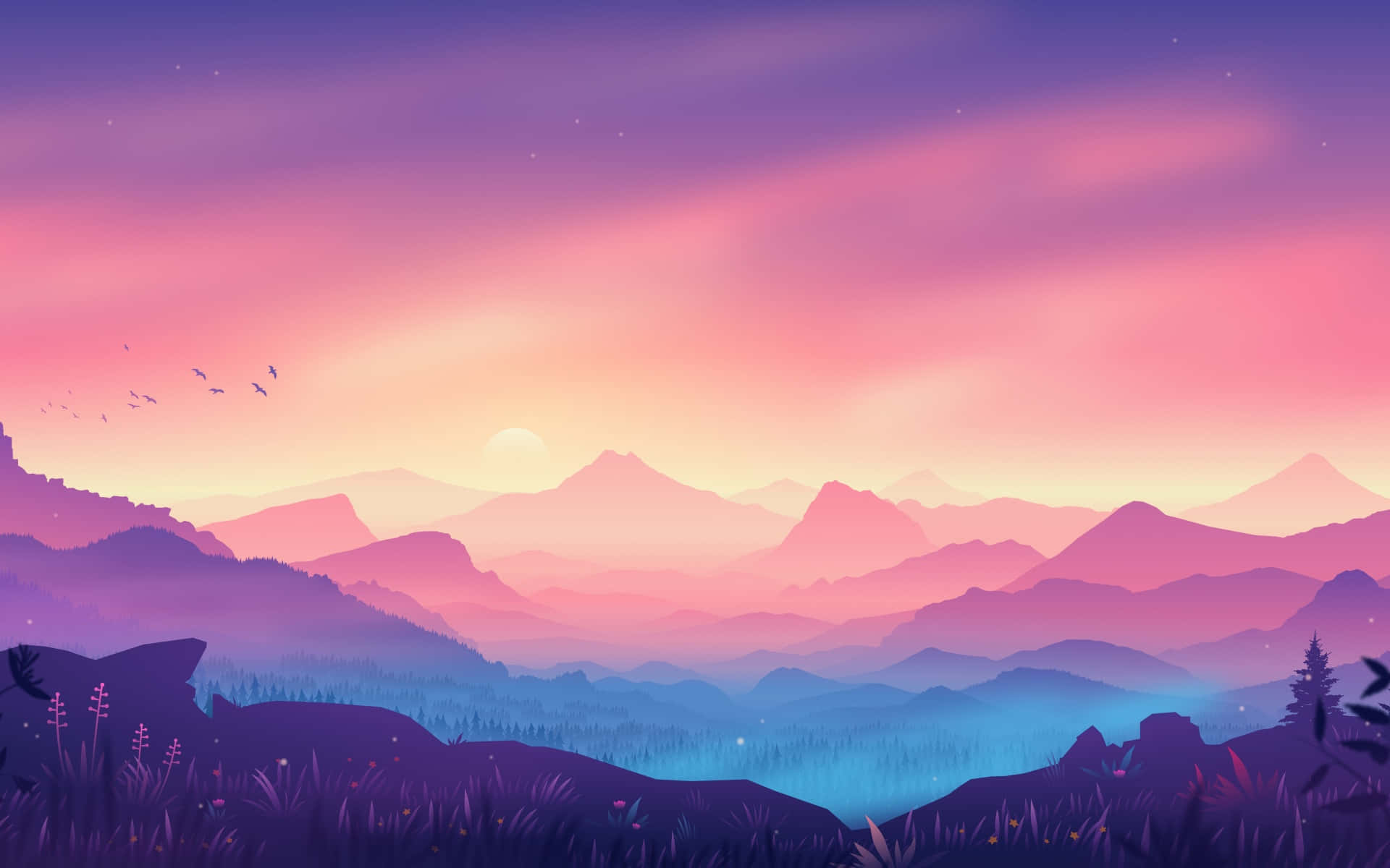 pastel pink and purple, pink purple and blue hues, twilight, Full HD Desktop Wallpaper