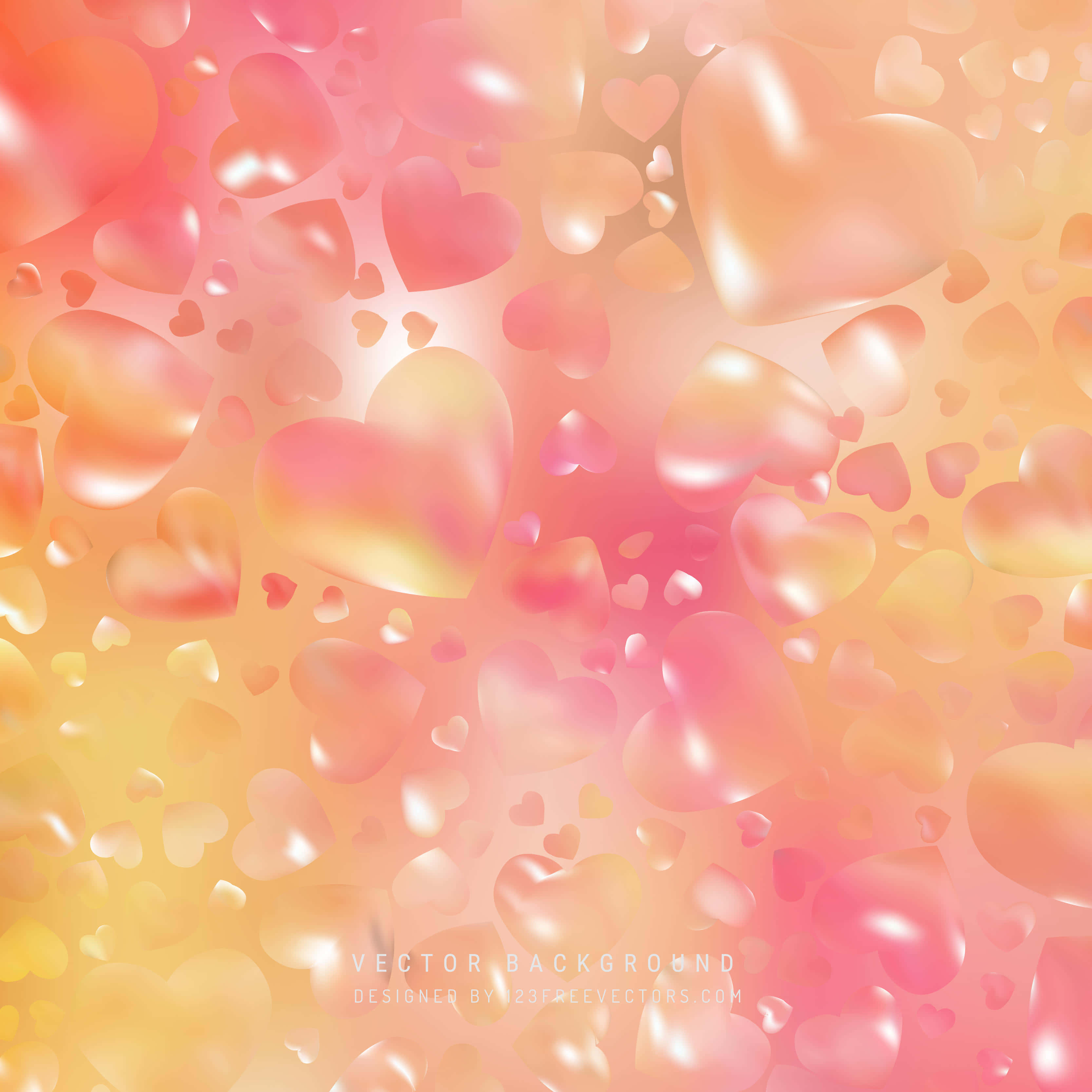 pastel pink and yellow, pink and yellow sky, soft gradient of pink and orange hearts, 2K Desktop Wallpaper