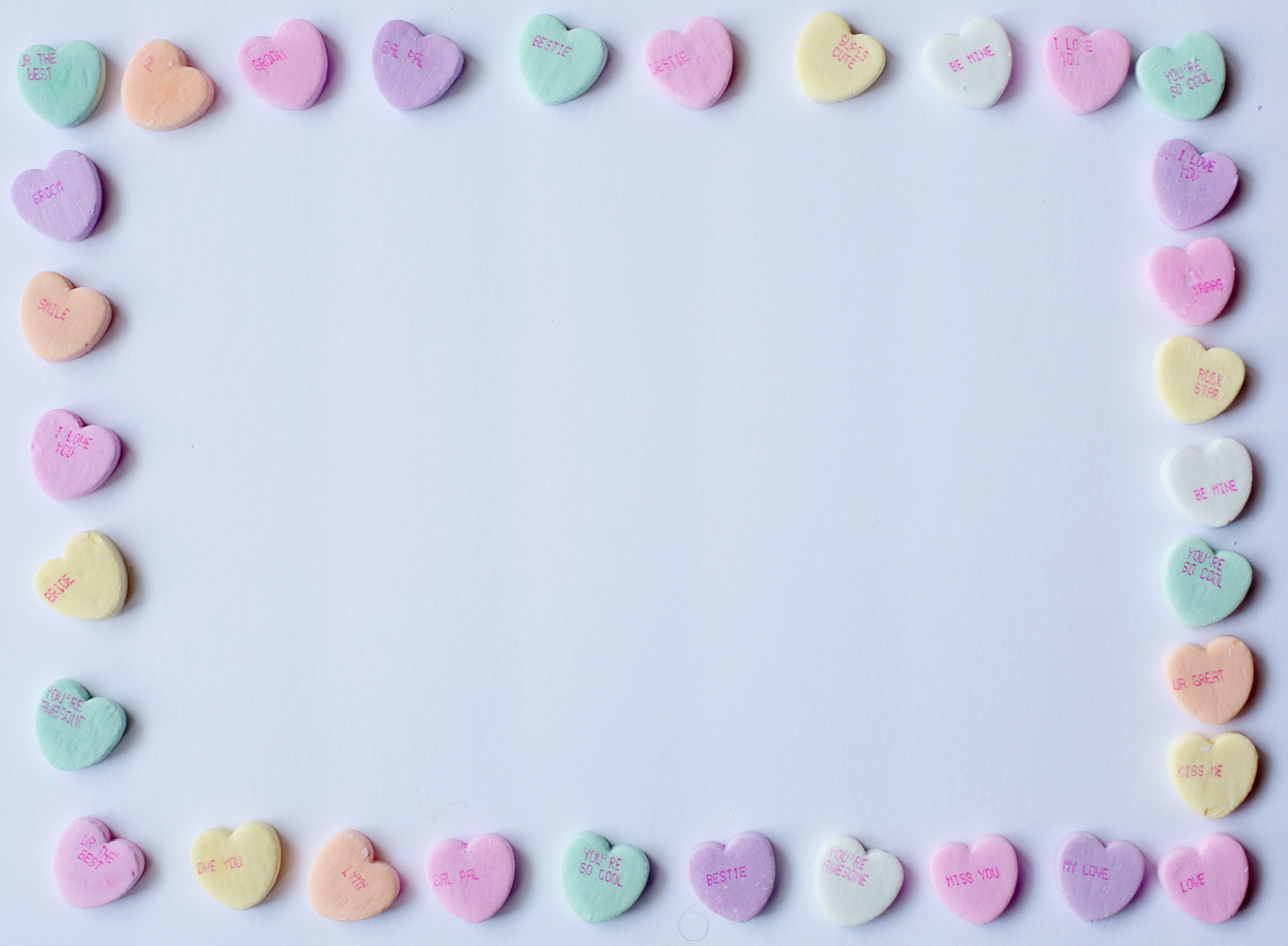 pastel pink heart, candy-coated chocolates, heart-shaped, 4K Desktop Wallpaper