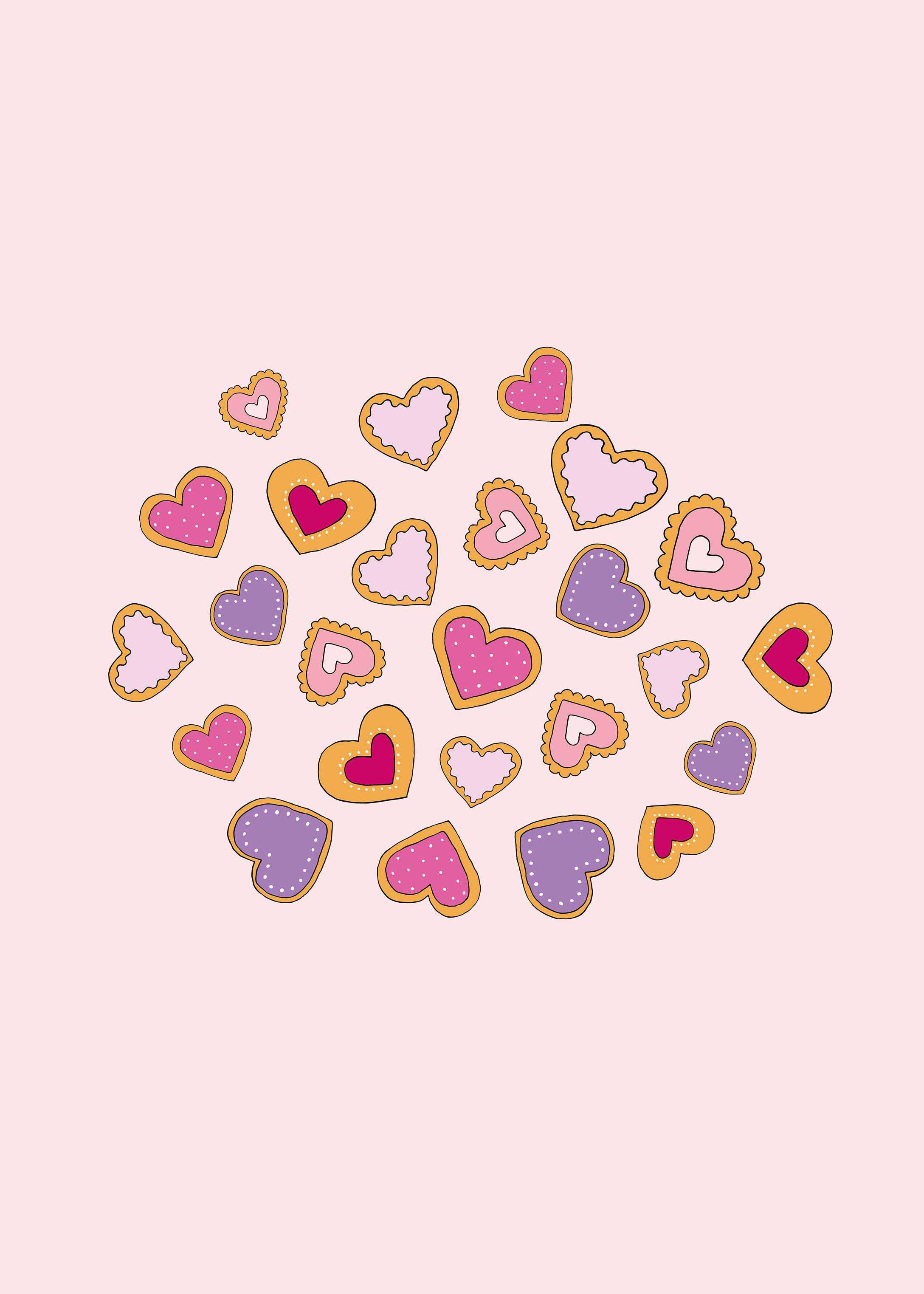 pastel pink heart, blush, pink purple and white icing, 2K Phone Wallpaper