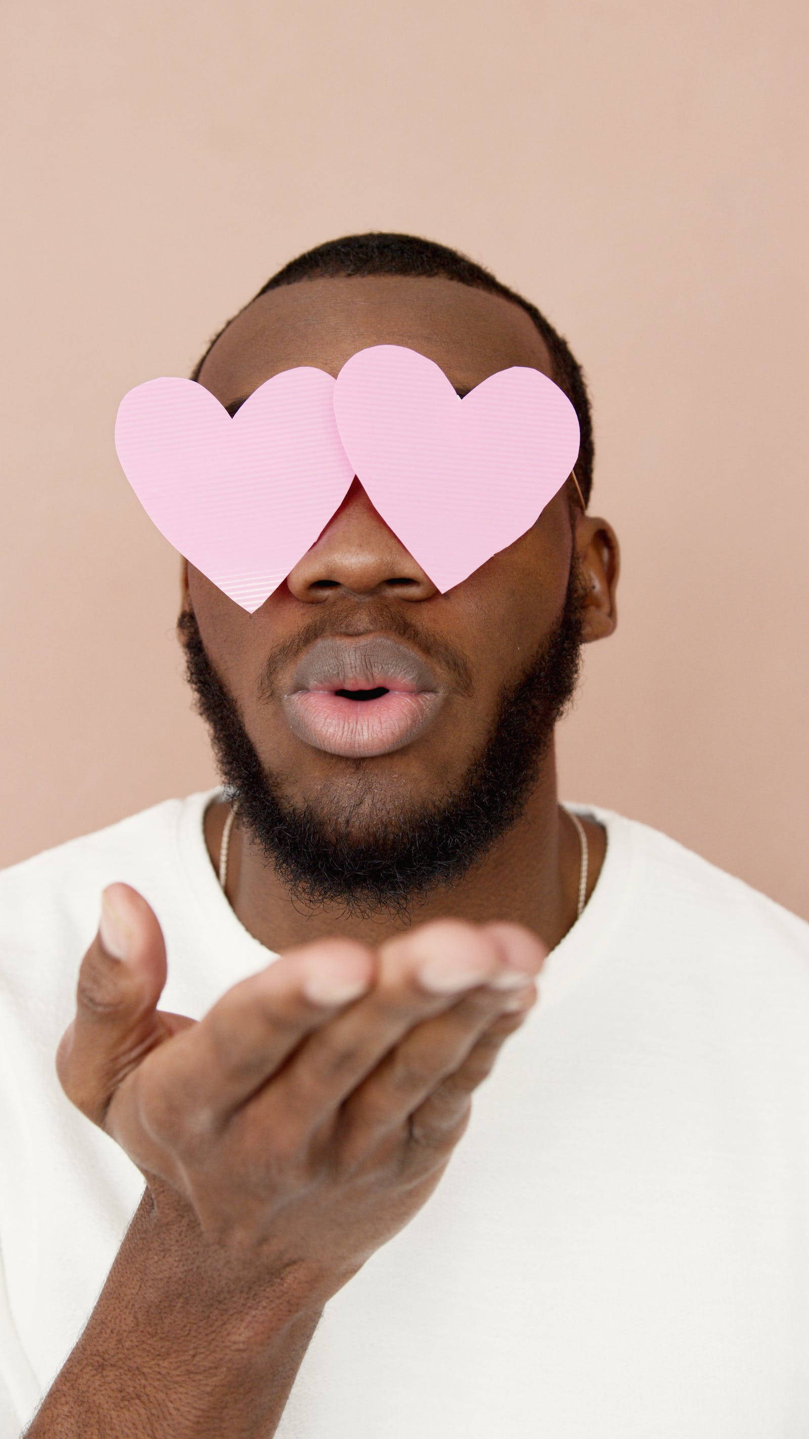 pastel pink heart cutouts, man, pink heart cutouts, 2K Phone Wallpaper