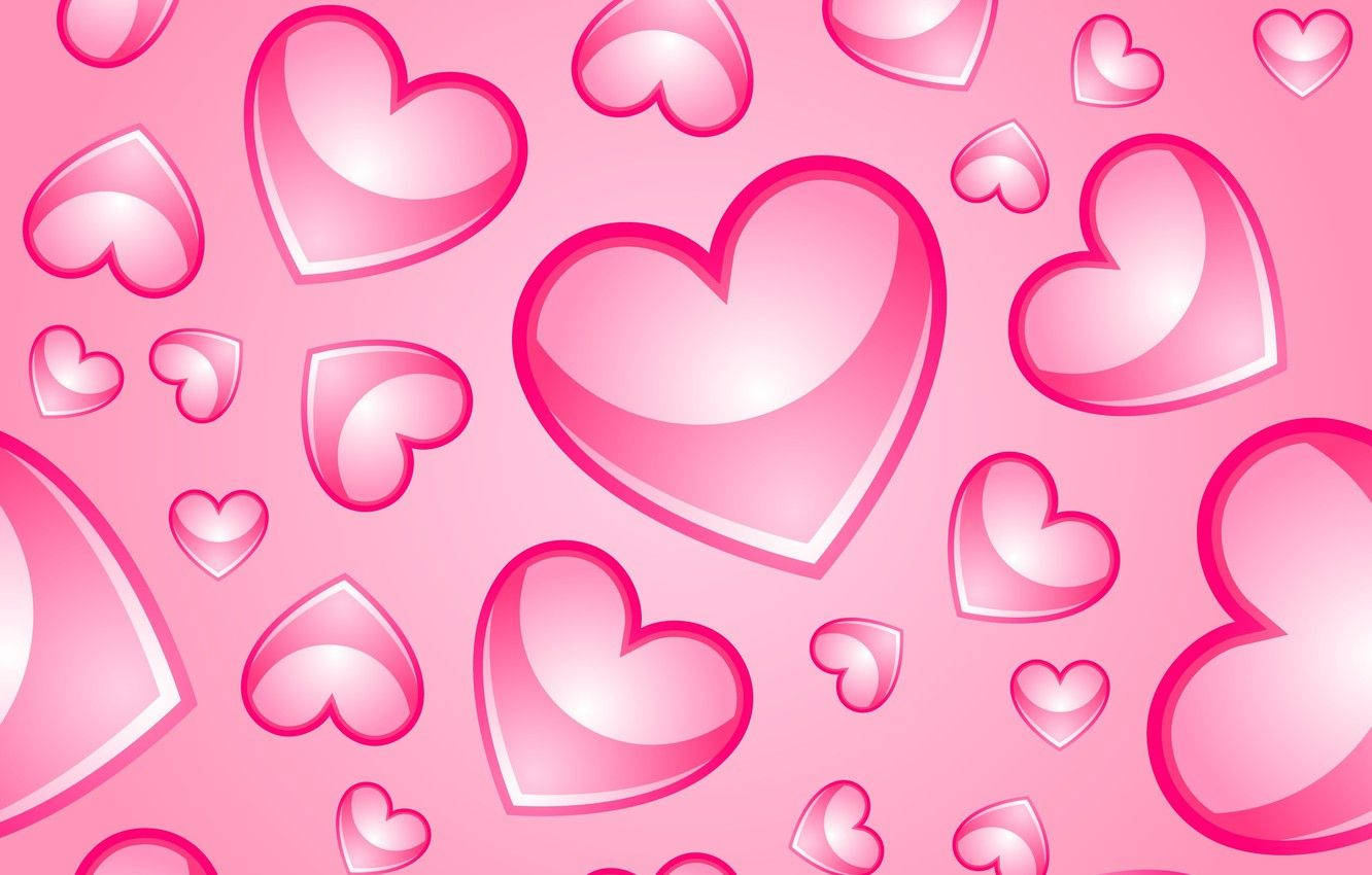 glossy, pastel pink, heart shapes, HD Desktop Wallpaper