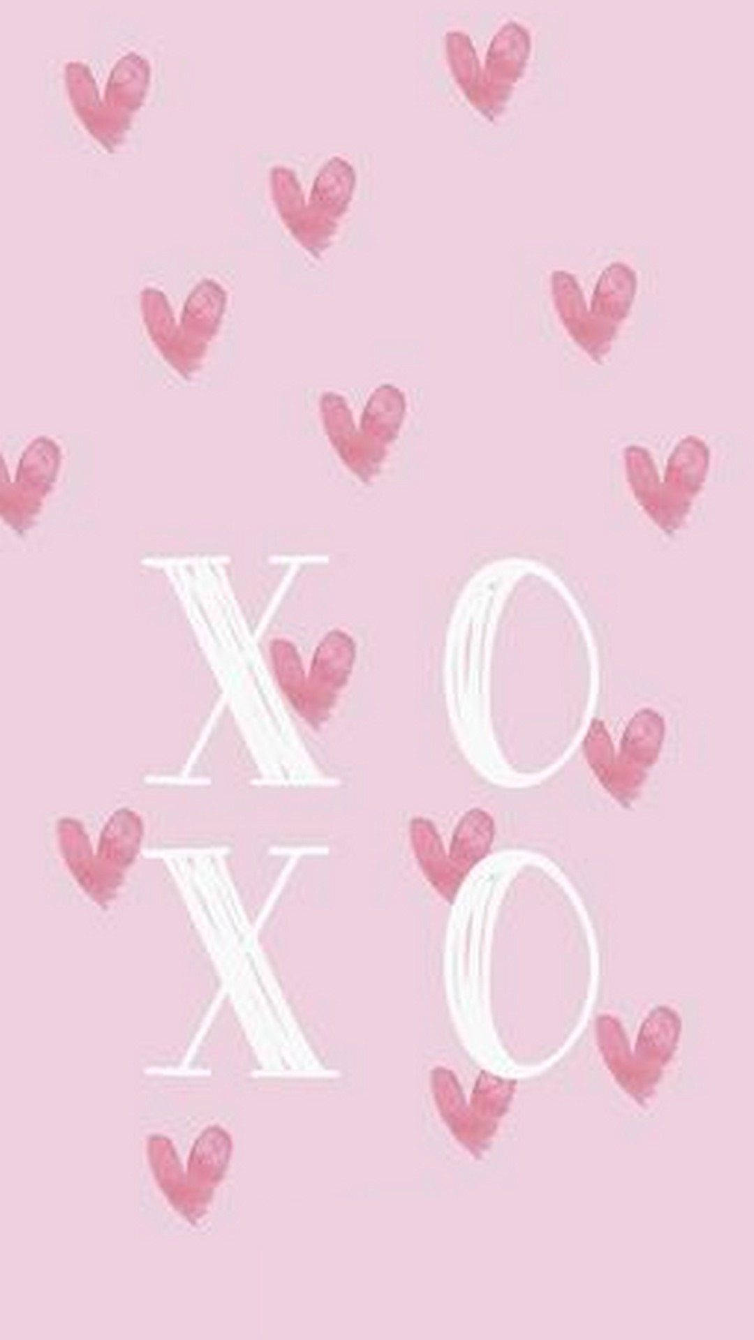 Pastel Pink Heart, watercolor hearts, white XO letters, Full HD Phone Wallpaper