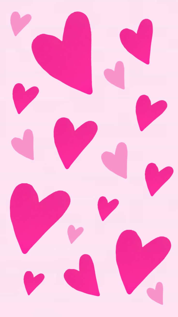 pink hearts pattern, soft pink background, vibrant pink hearts, HD Phone Wallpaper