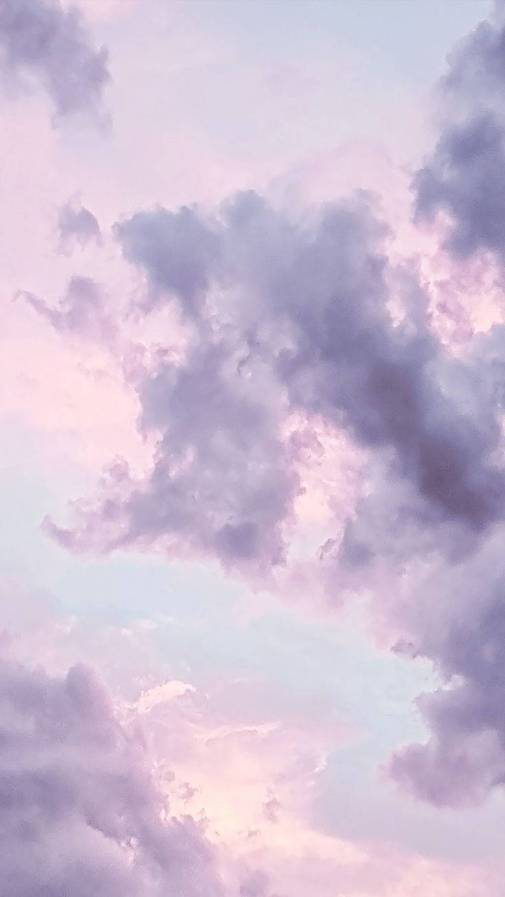 pastel pink iPhone, silver and white backdrop, soft lavender and pink clouds, HD Phone Wallpaper