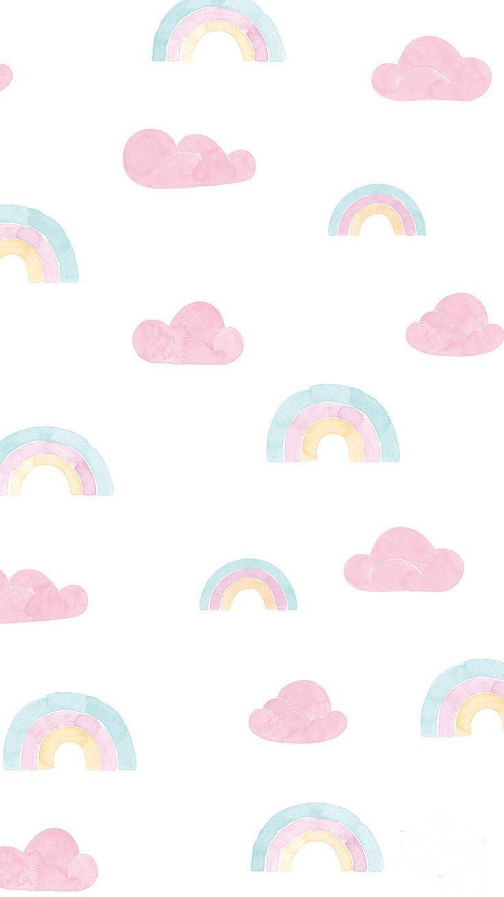 pastel pink iPhone, pastel watercolor, rainbows, HD Phone Wallpaper
