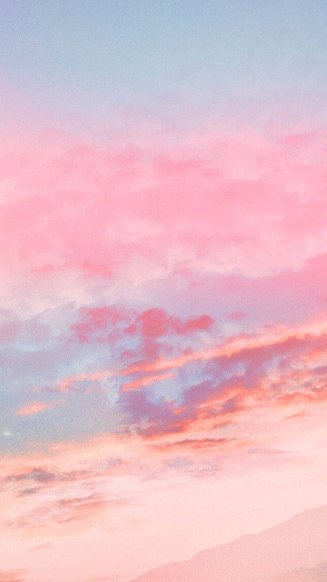 Pastel Pink iPhone, soft pink, blue clouds, Full HD Phone Wallpaper
