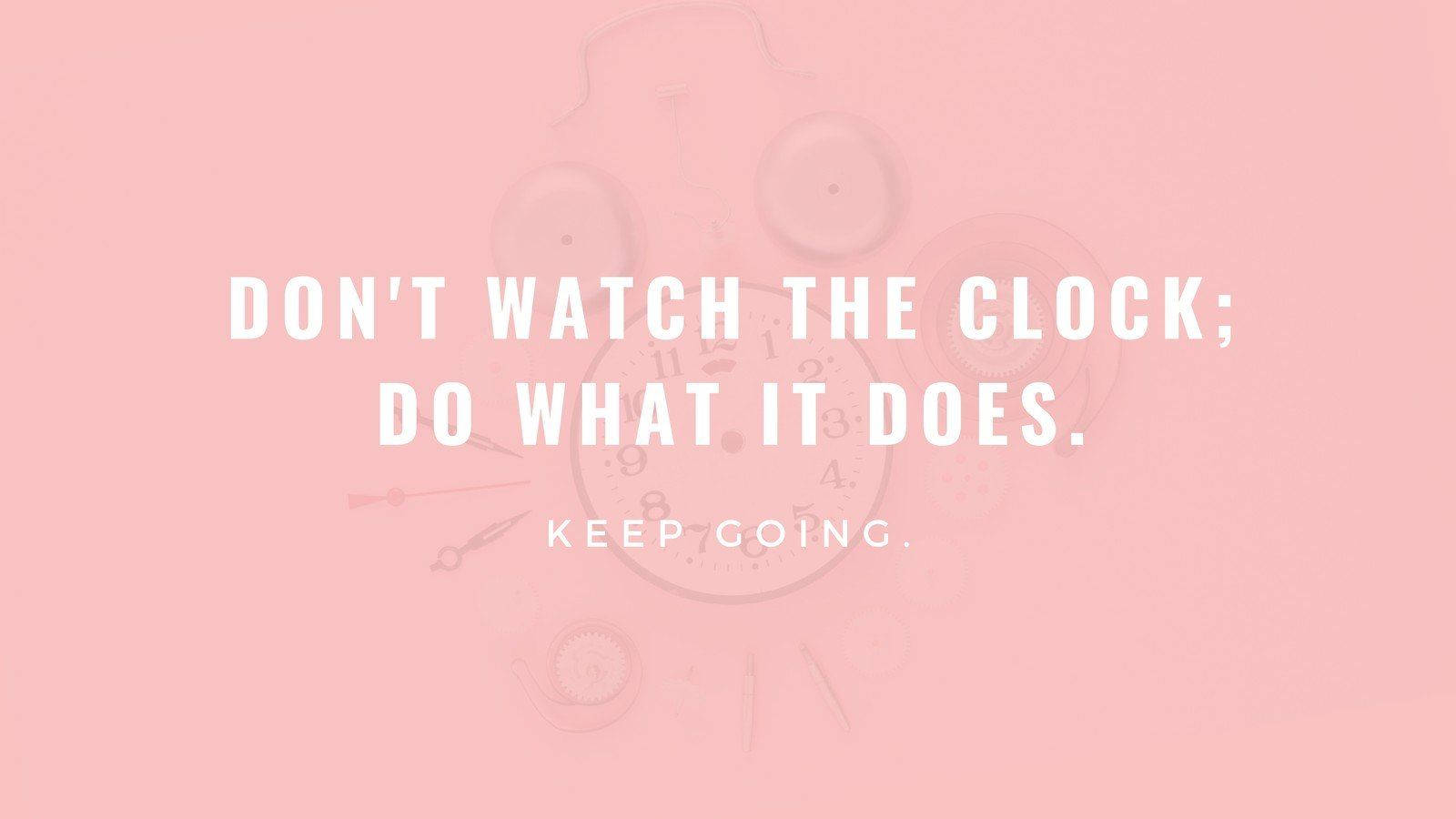 Pastel Pink, translucent clock face, bold white motivational text, HD Desktop Wallpaper