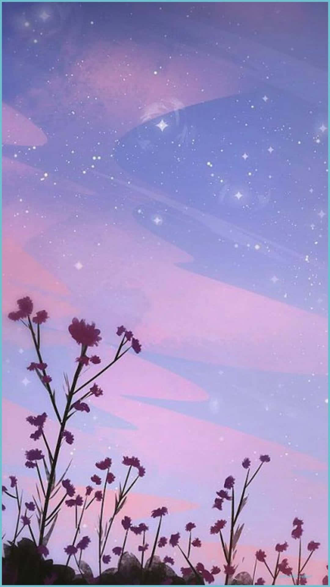 Pastel Purple iPhone, purple flowers, twilight sky, Full HD Phone Wallpaper