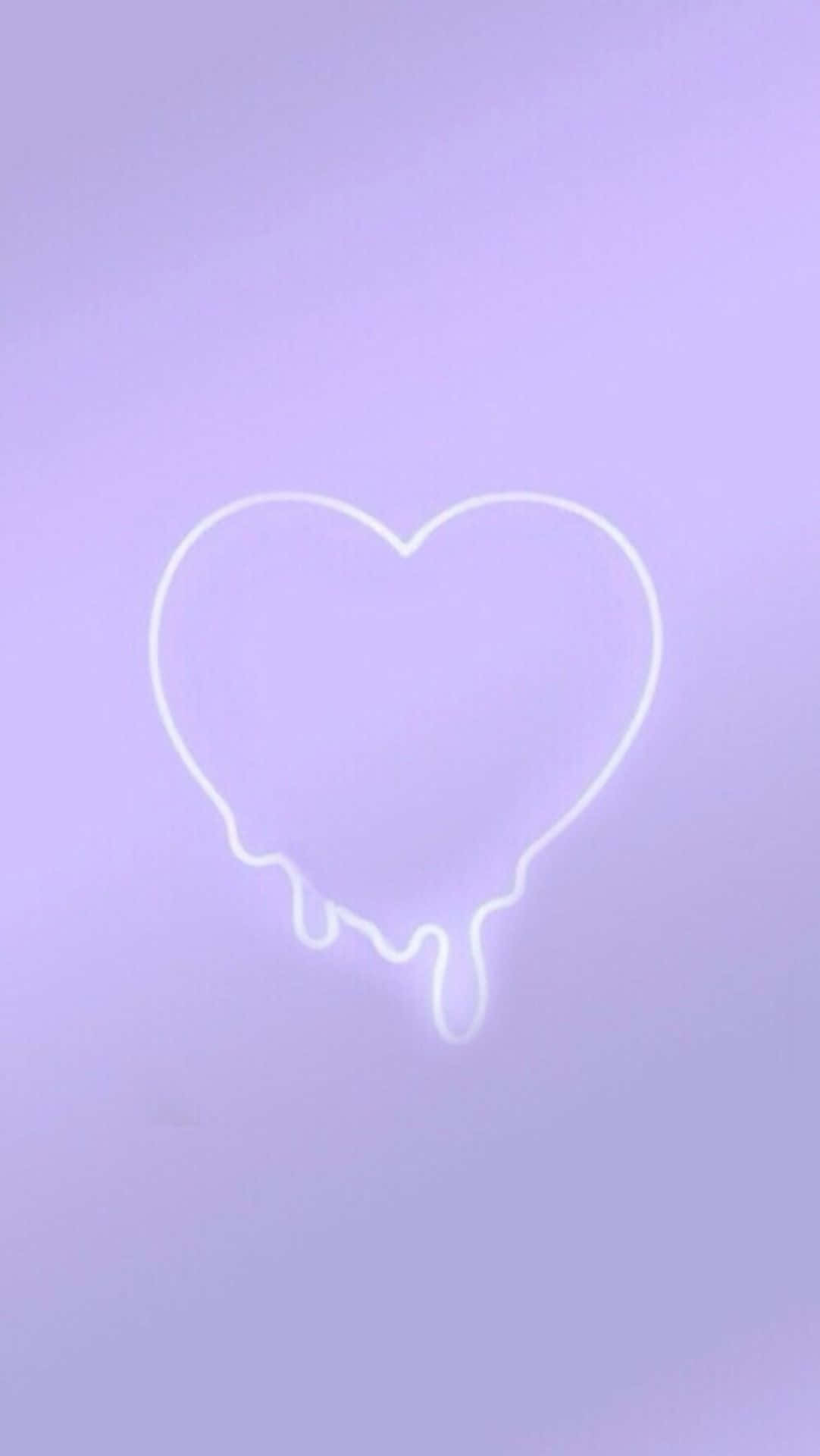 Pastel Purple iPhone, glowing white heart outline, soft lavender gradient background, Full HD Phone Wallpaper