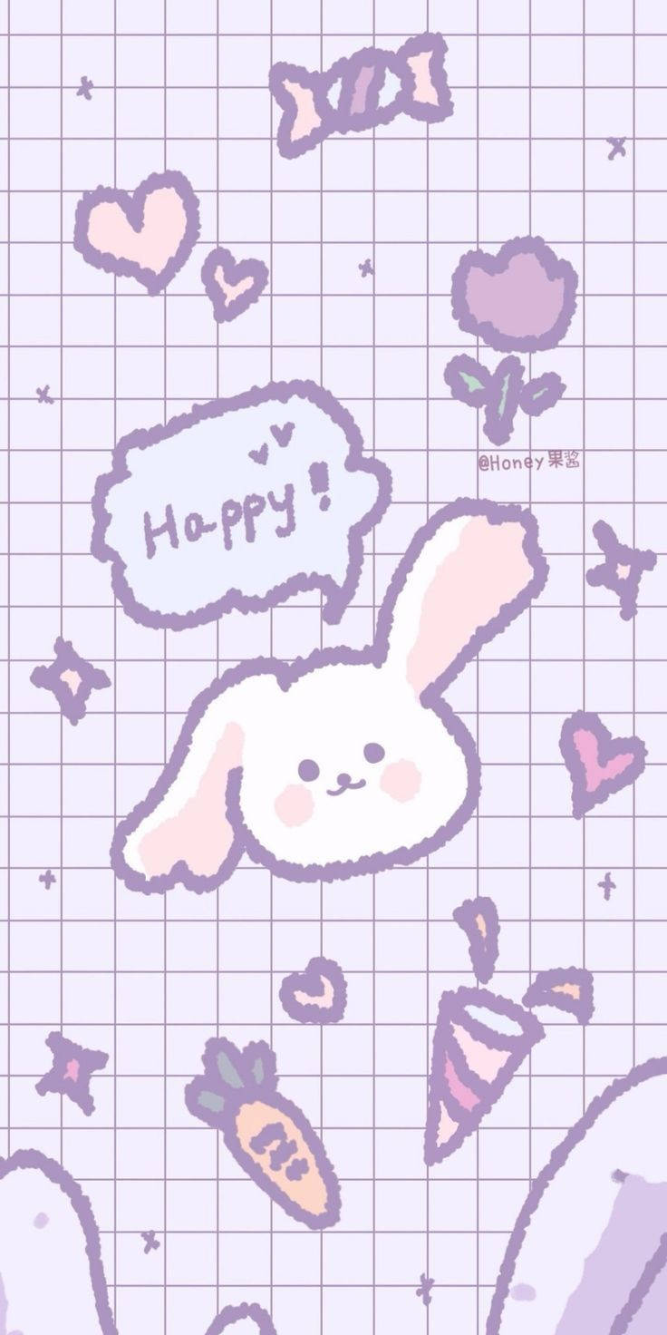 bunny, pastel purple, lavender grid, HD Phone Wallpaper