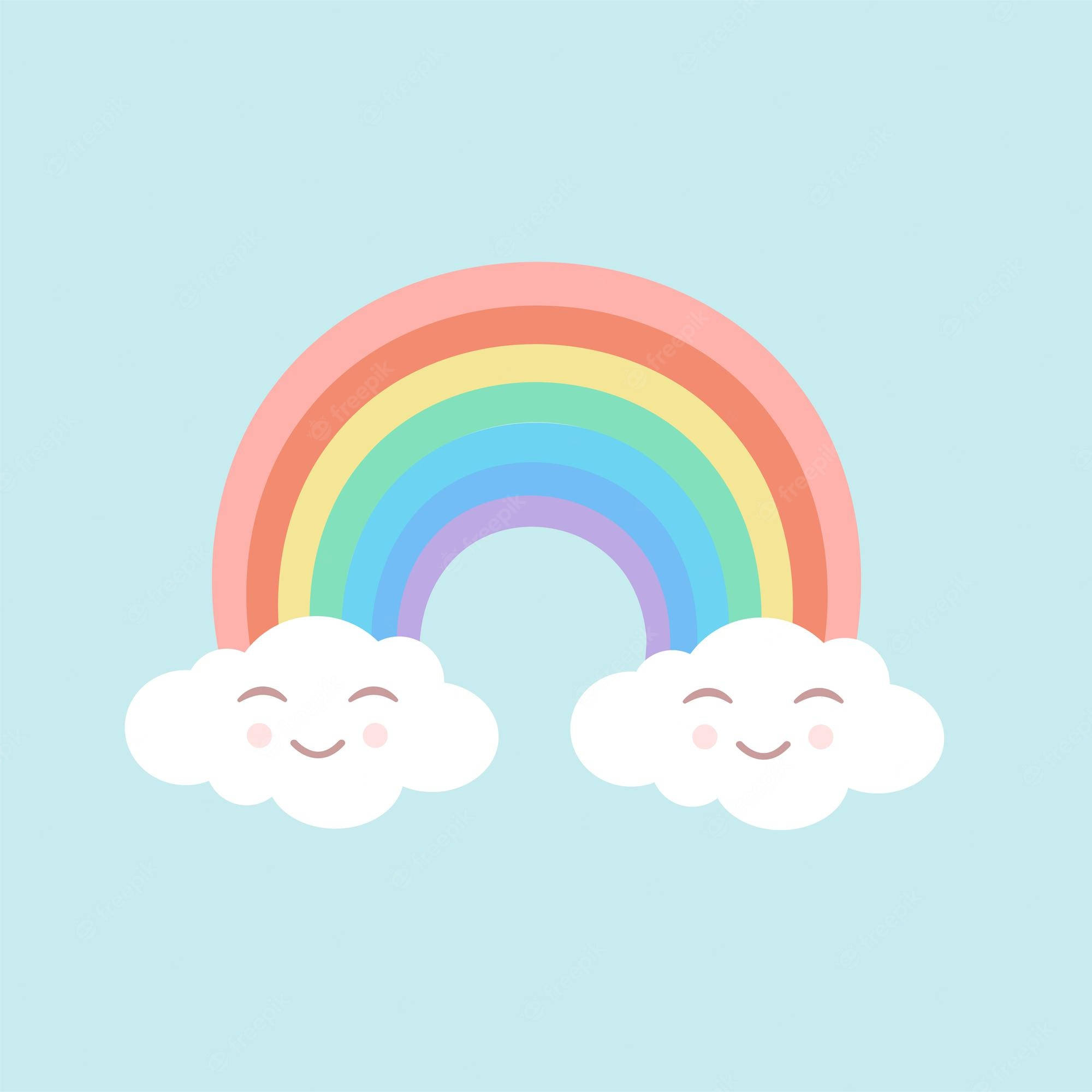 Pastel Rainbow Vector Art, cartoon rainbow, smiling clouds, Full HD Desktop Wallpaper