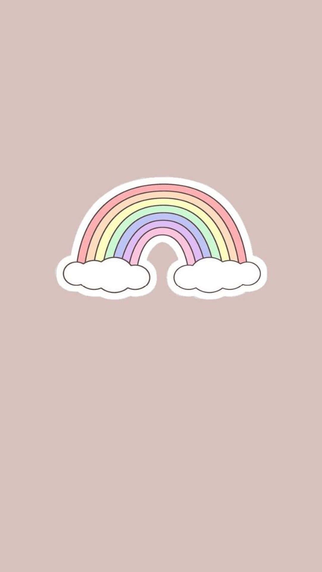Pastel Rainbow, soft clouds, muted pink background, Full HD Phone Wallpaper