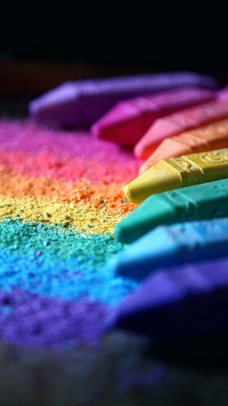 pastel rainbow iPhone, rainbow crayons, crushed pigment dust, HD Phone Wallpaper
