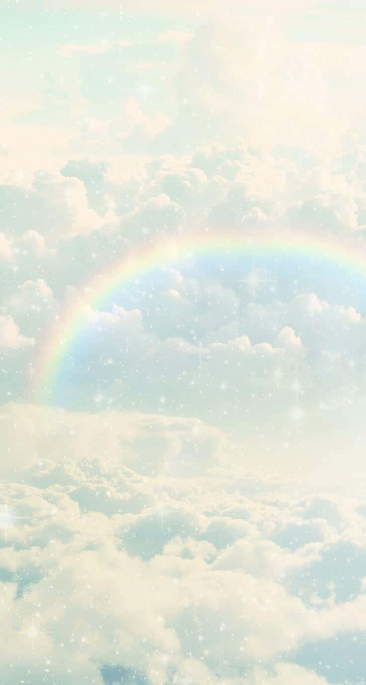 pastel rainbow, iPhone, fluffy clouds, HD Phone Wallpaper