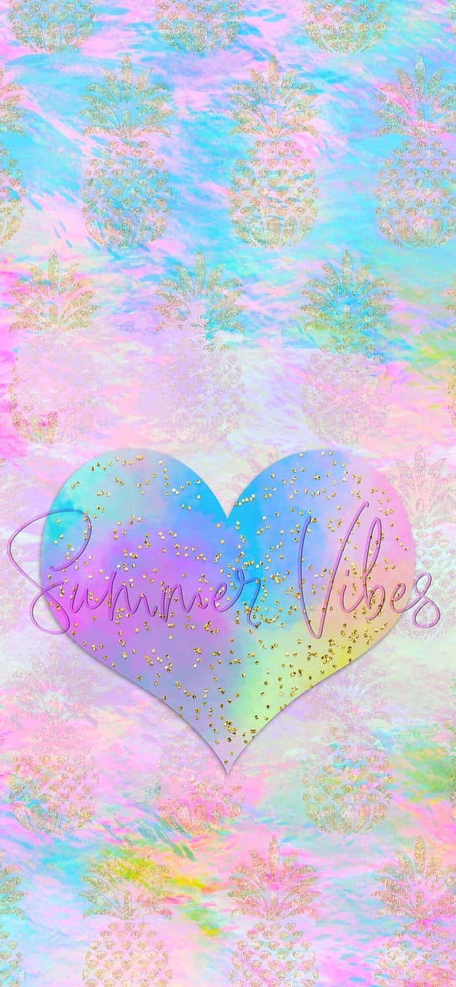 Pastel Rainbow iPhone, glittery pineapples, rainbow heart, Full HD Phone Wallpaper