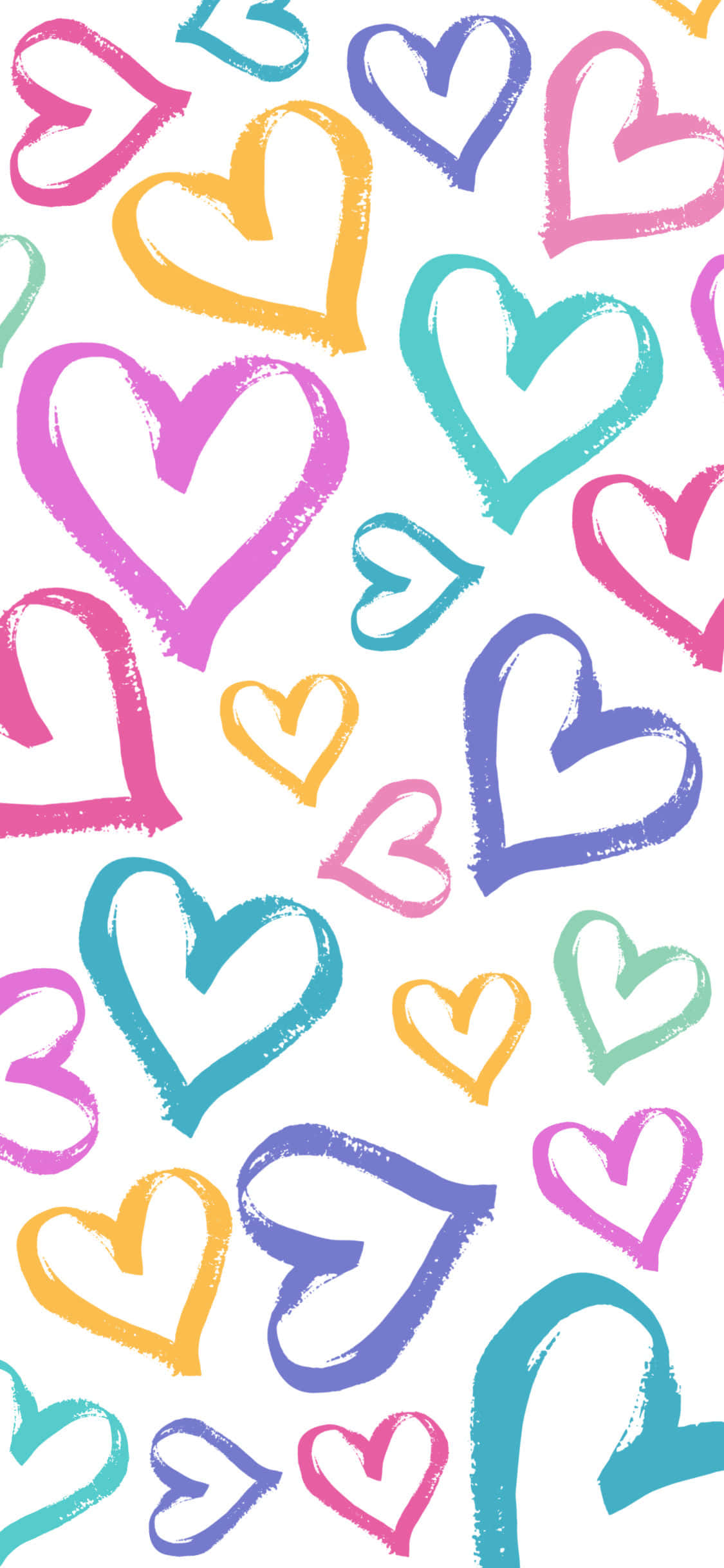 pastel rainbow, colorful heart pattern, vector, Full HD Phone Wallpaper