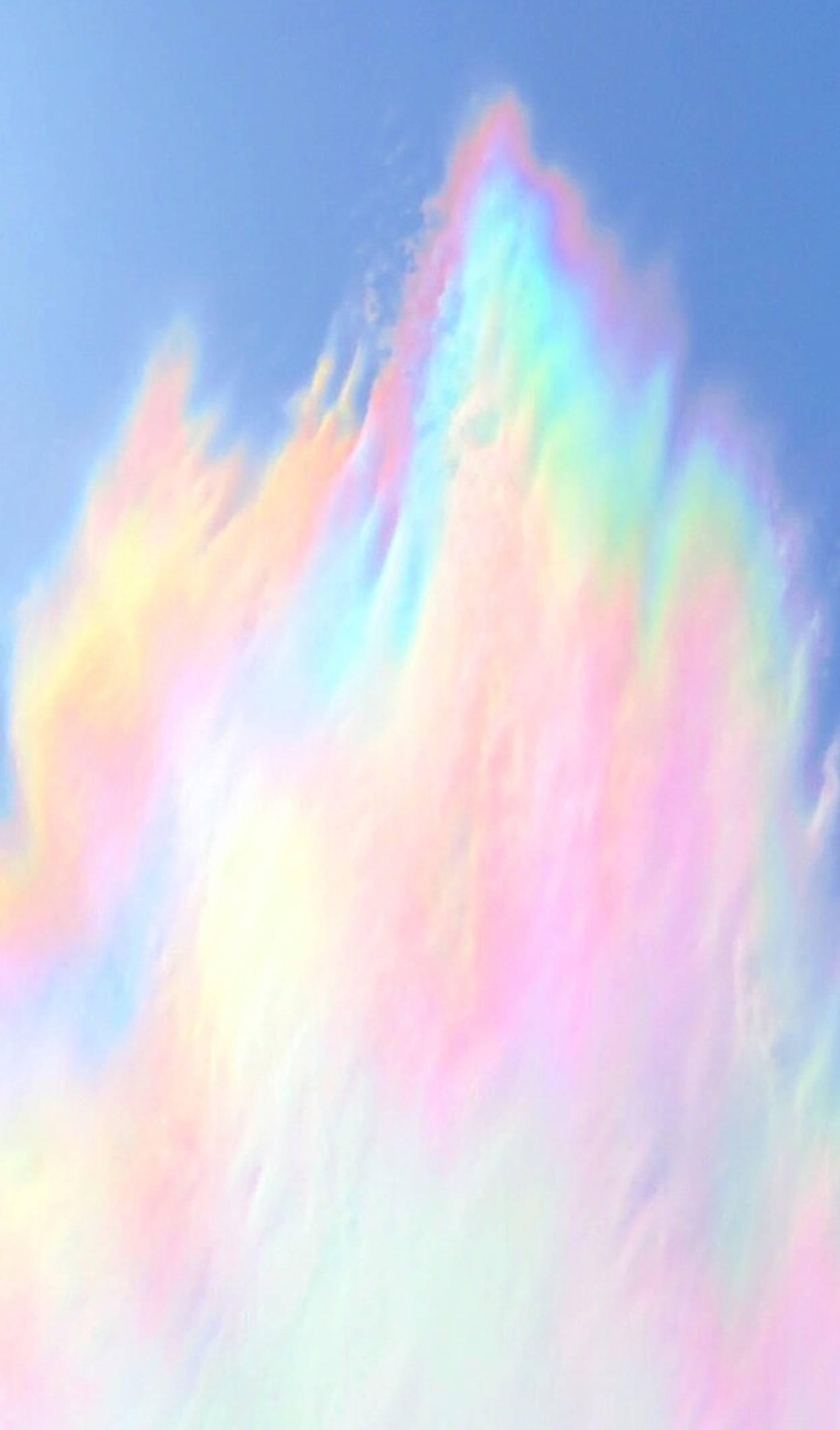 pastel rainbow hues, iridescent cloud formation, clear blue sky, Full HD Phone Wallpaper