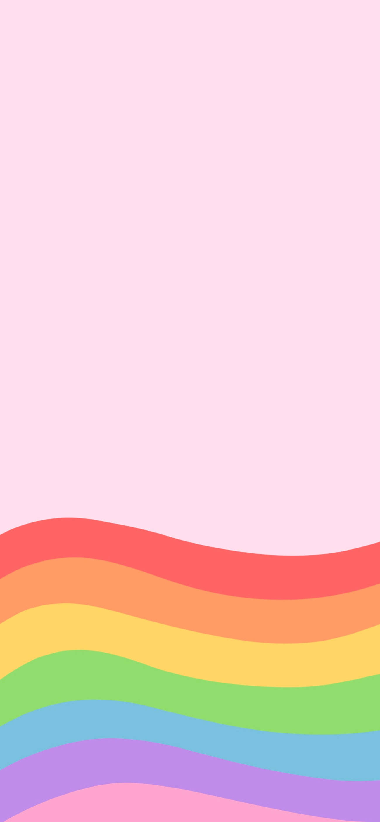 Pastel Rainbow Waves, soft pink background, gentle rainbow waves, 2K Phone Wallpaper