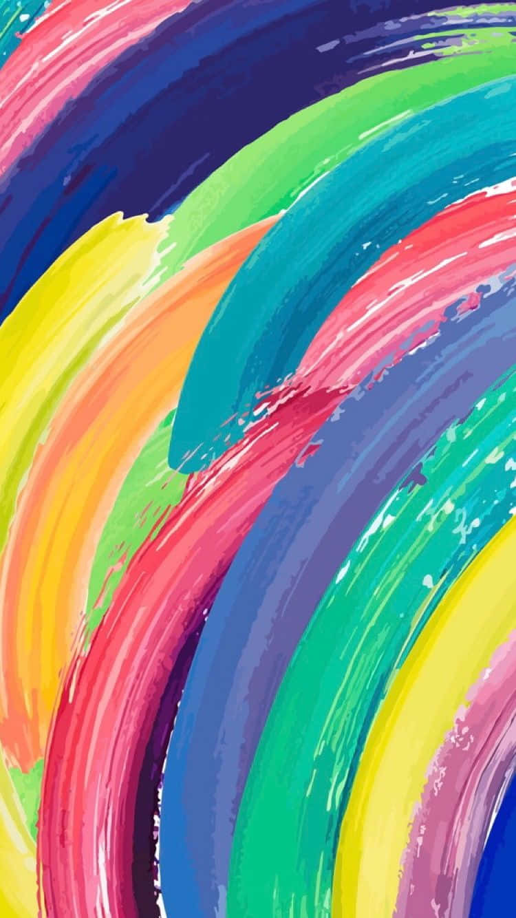 rainbow, vibrant swirling brushstrokes, abstract composition, HD Phone Wallpaper