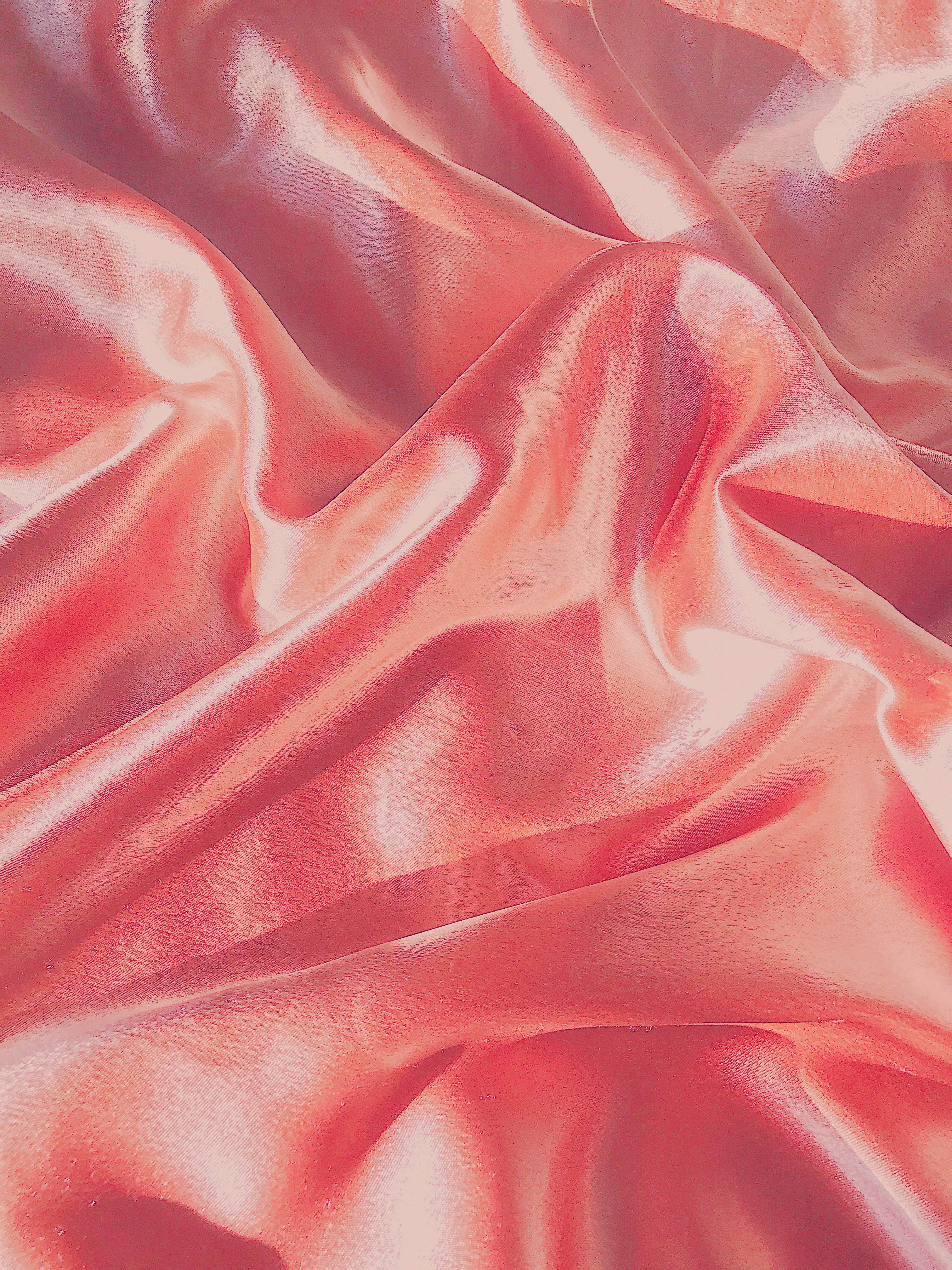 coral pink, satin fabric, soft folds, 4K Phone Wallpaper