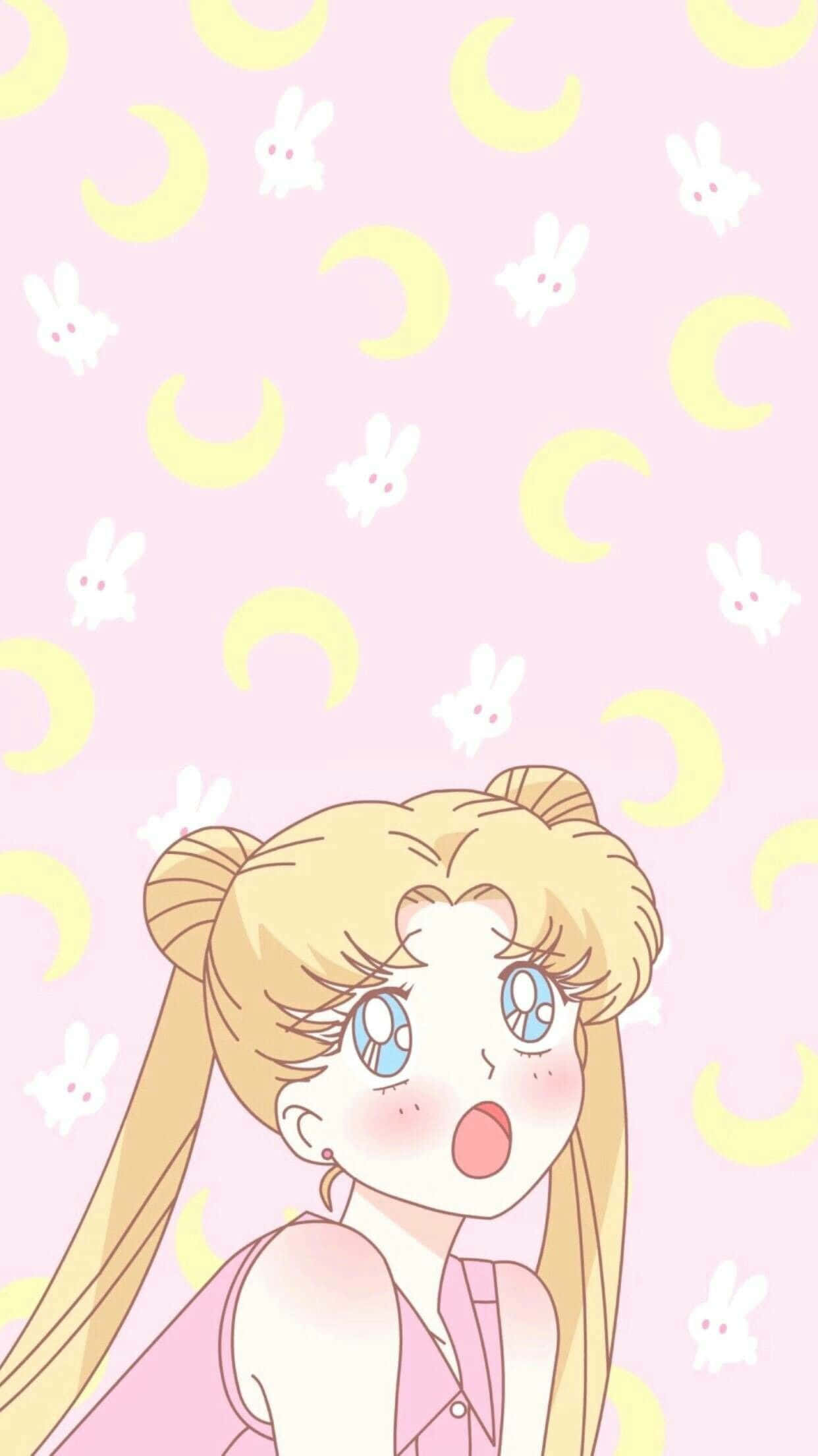 Pastel Sailor Moon, blonde pigtails, blue eyes, Full HD Phone Wallpaper