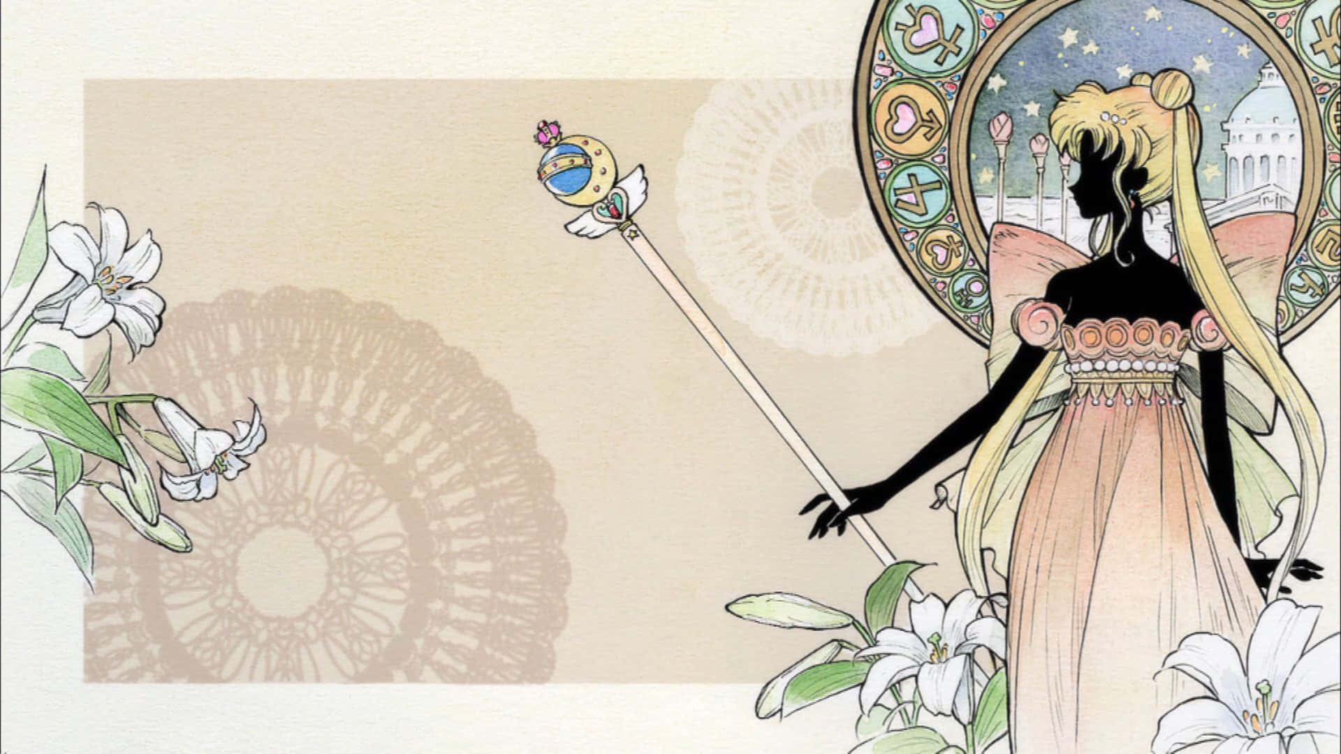 Pastel Sailor Moon, Sailor Moon, staff, Full HD Desktop Wallpaper