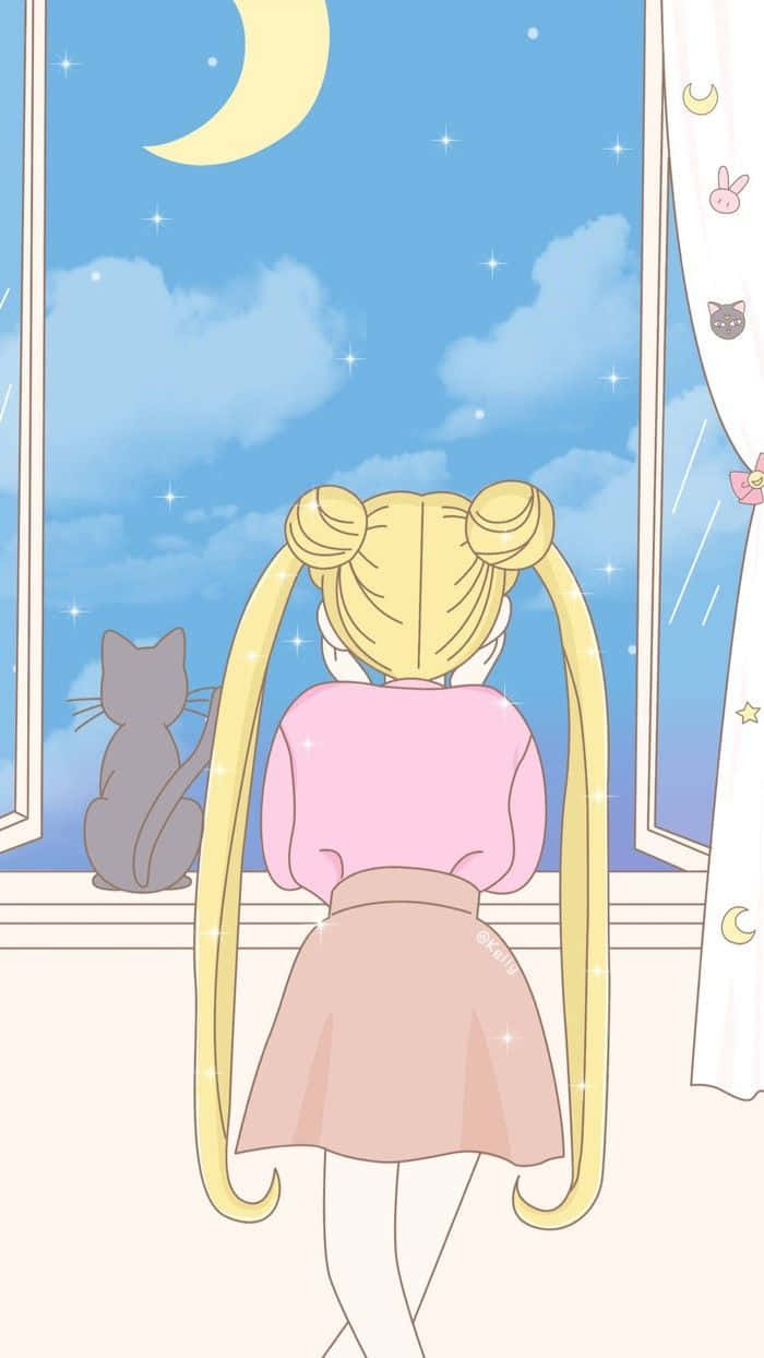 Pastel Sailor Moon, Sailor Moon, crescent moon, SD Phone Wallpaper