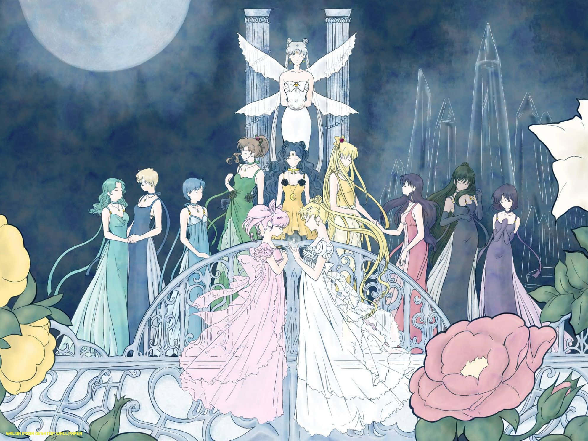Pastel Sailor Moon, Sailor Moon, elegant gowns, Full HD Desktop Wallpaper