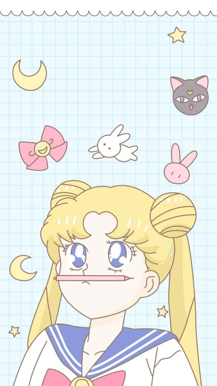Pastel Sailor Moon, blonde pigtails, sailor uniform, SD Phone Wallpaper