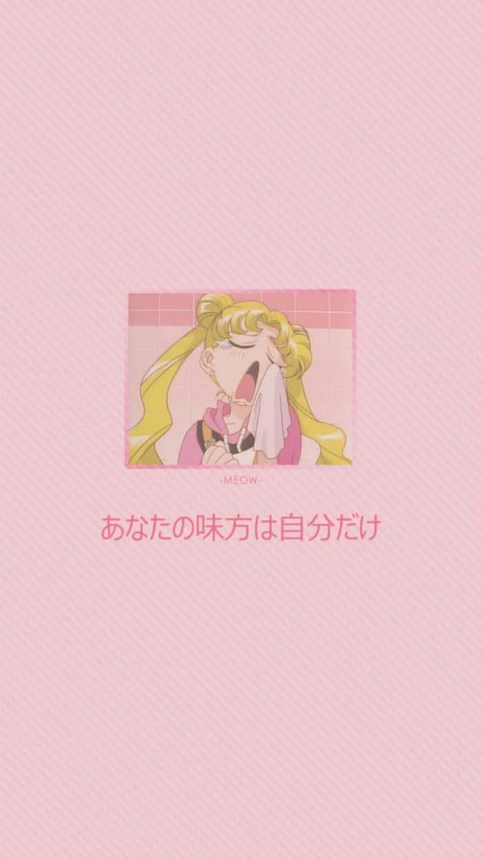 Pastel Sailor Moon, blonde hair, pink towel, SD Phone Wallpaper