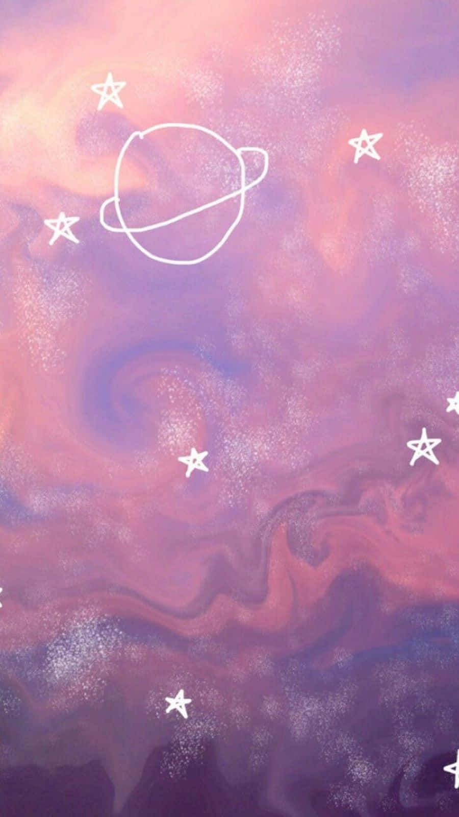 pastel nebula, pink purple and orange nebulae, hand-drawn planet, HD Phone Wallpaper