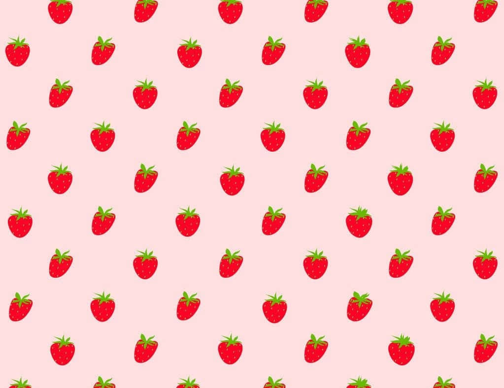 Pastel Strawberry, bright red strawberries, green tops, SD Desktop Wallpaper