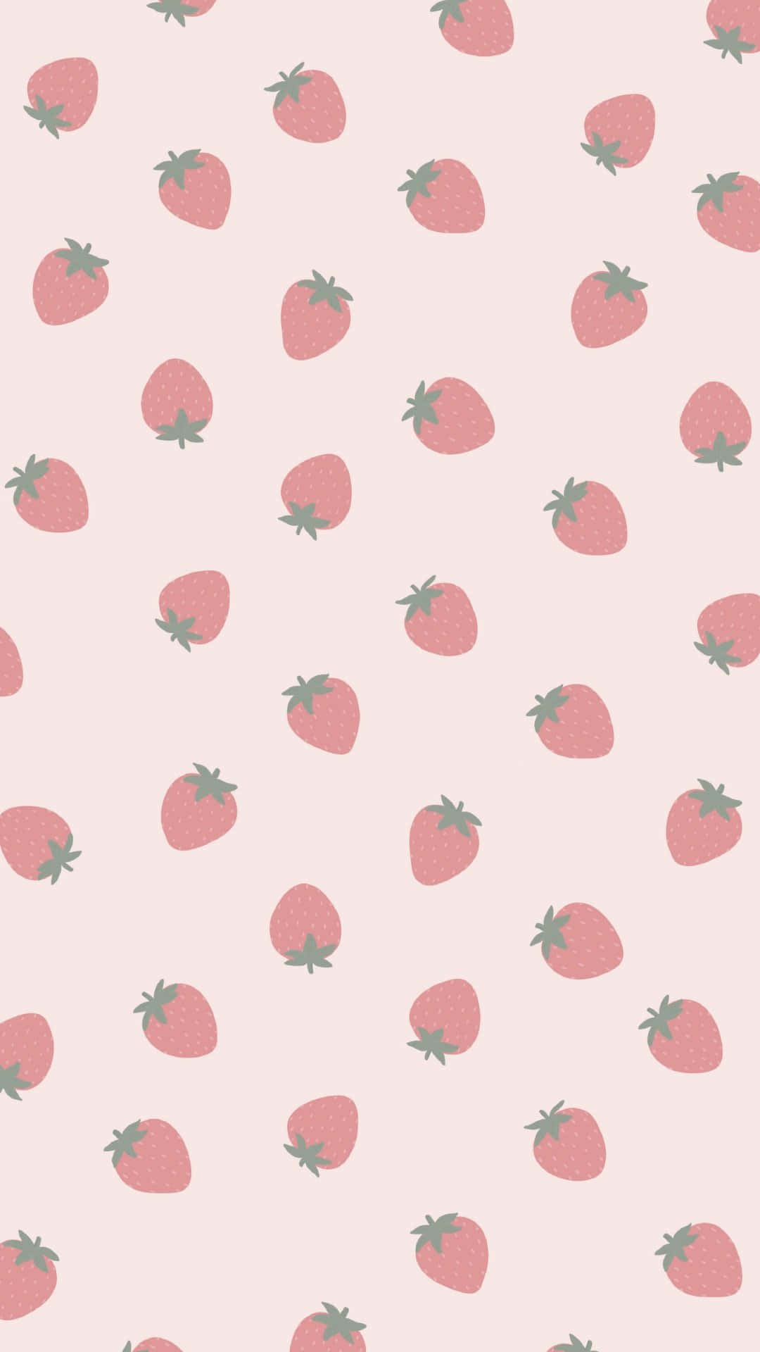 Pastel Strawberry, pink background, cute illustrated strawberries, Full HD Phone Wallpaper