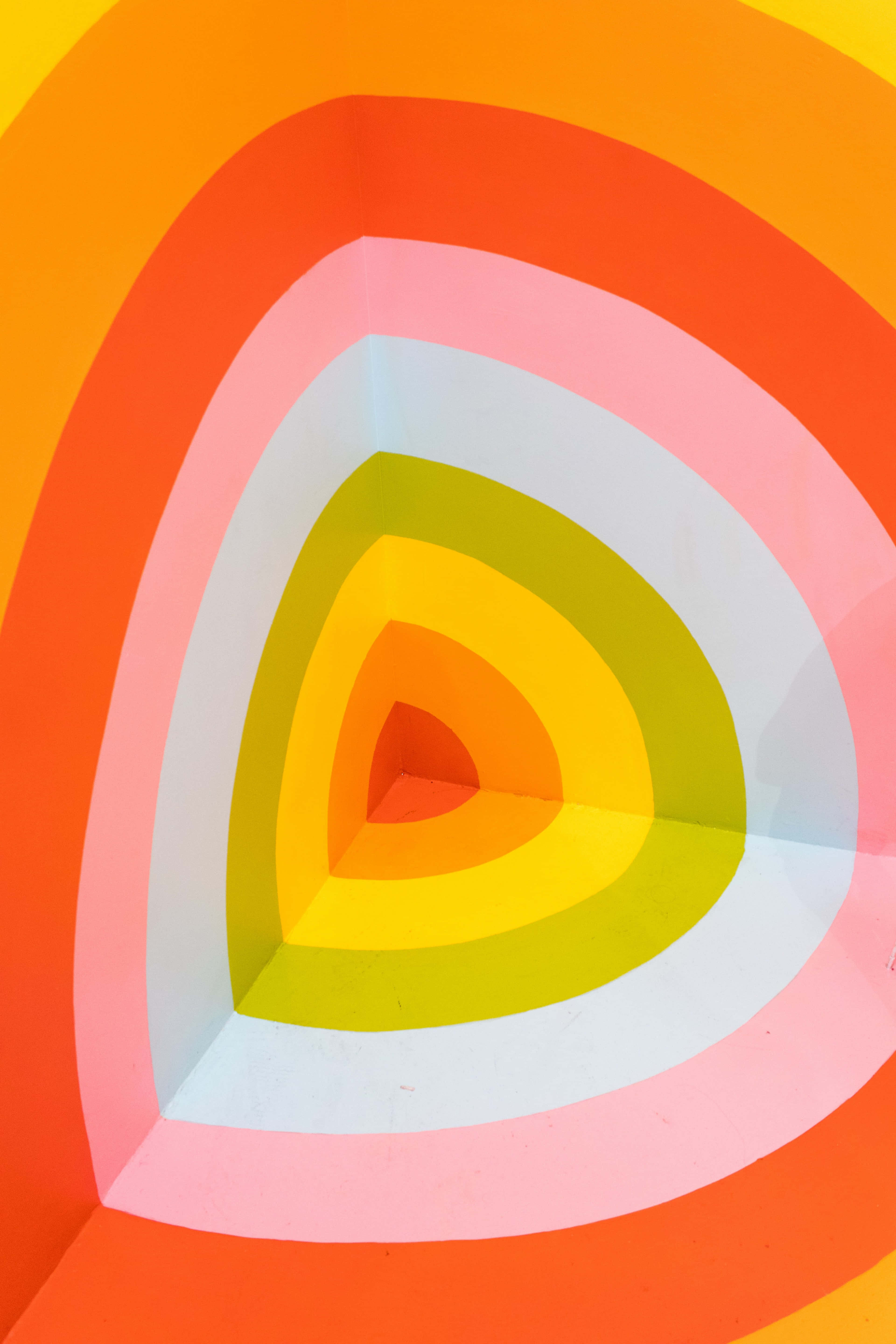 pastel striped, concentric triangular bands, warm hues, 5K Phone Wallpaper