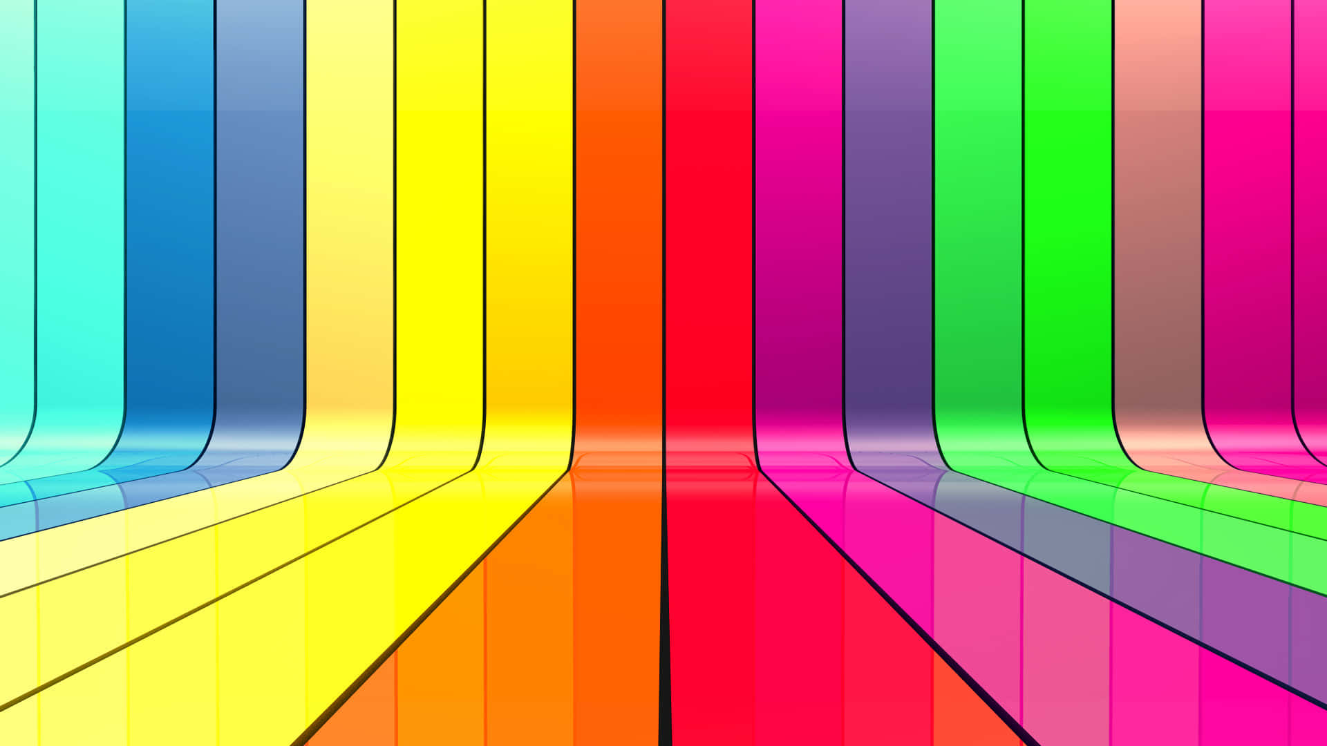 Pastel Striped, rainbow-colored, curved panels, Full HD Desktop Wallpaper