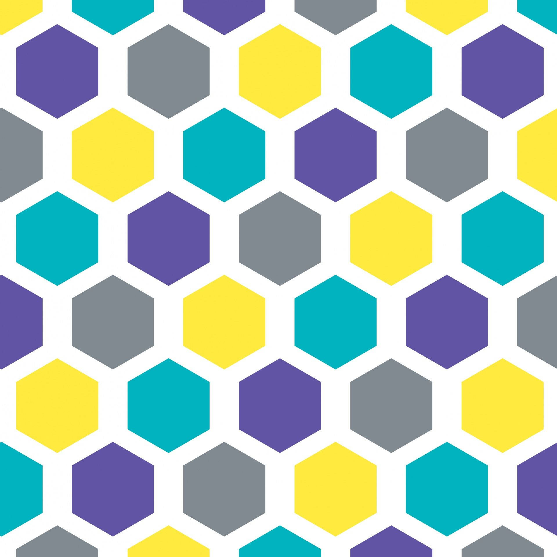 pastel colour hexagon, yellow teal purple, gray, Full HD Desktop Wallpaper