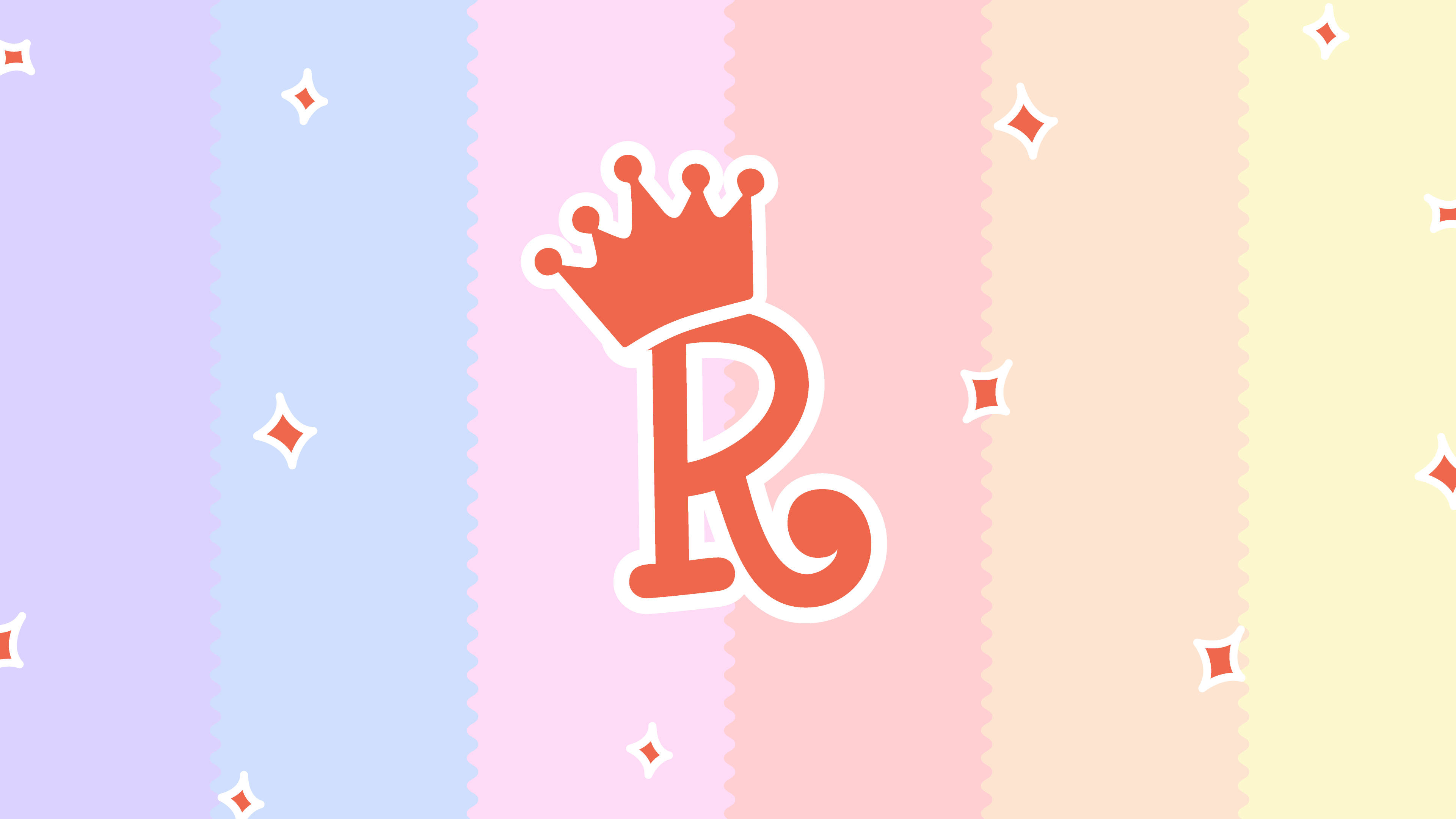pastel rainbow r alphabet, coral crown, pastel vertical stripes, 4K Desktop Wallpaper