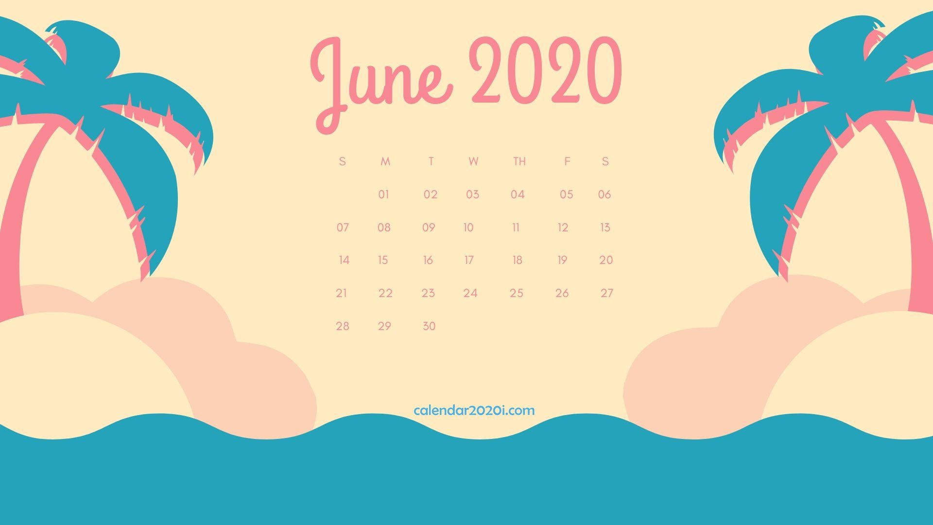 Pastel Summer, June 2020, palm trees, Full HD Desktop Wallpaper