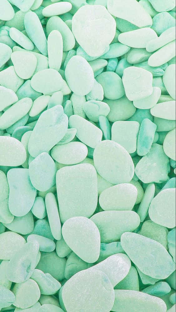 pastel teal, sea glass, smooth rounded pebbles, SD Phone Wallpaper