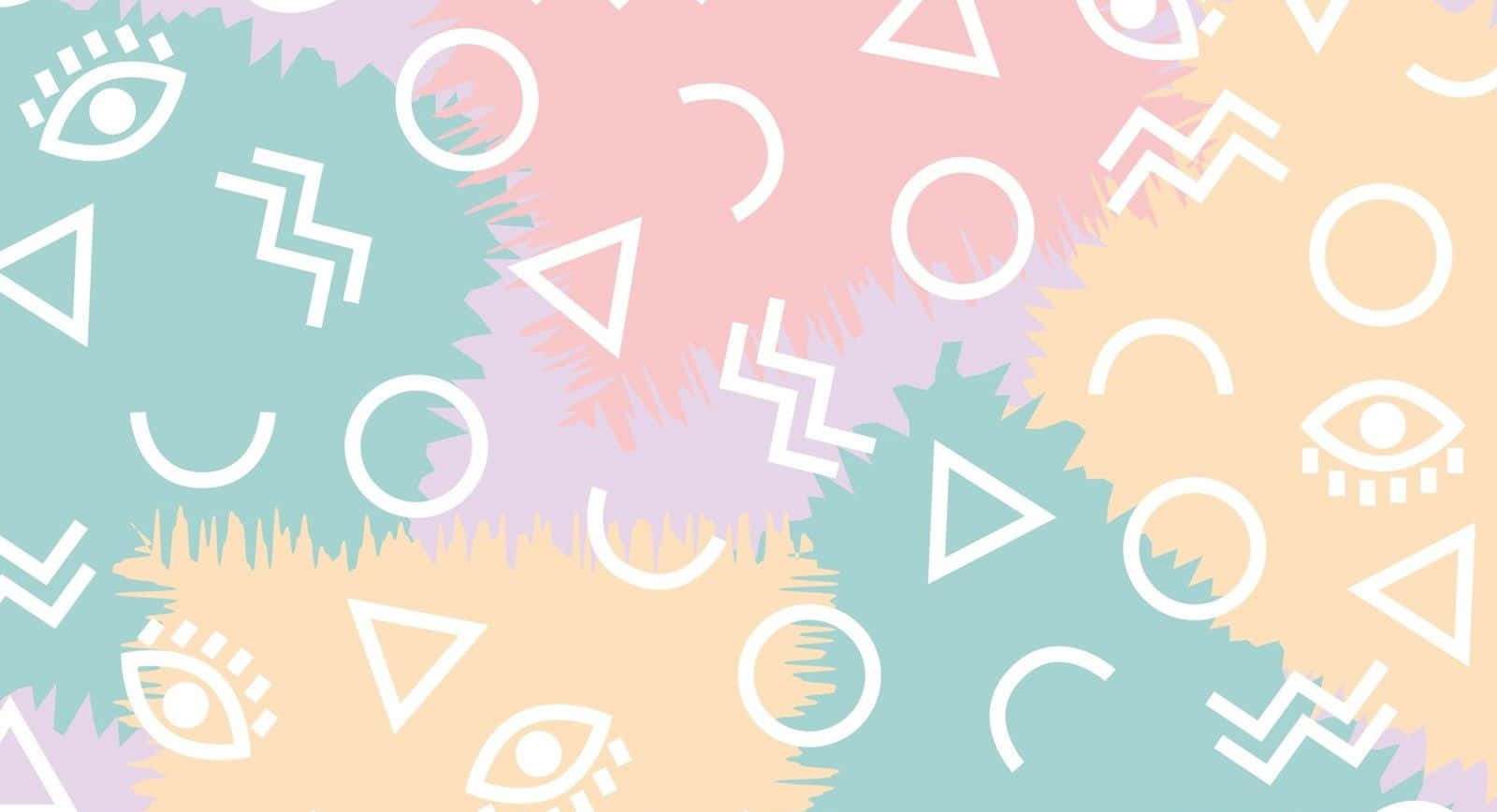Pastel Tie Dye, white geometric shapes, eyes, HD Desktop Wallpaper