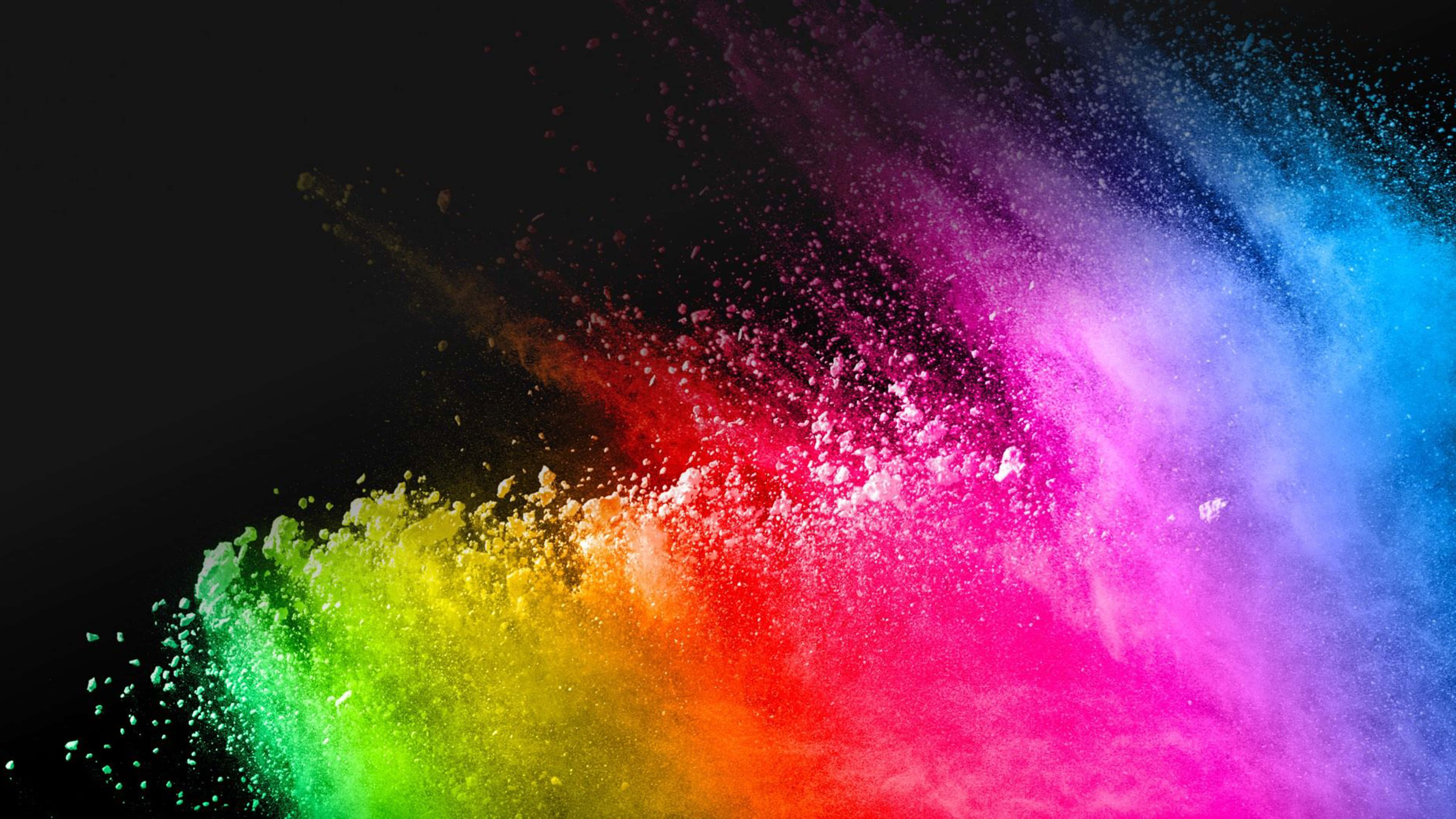 colorful oled 3840 x 2160, colorful powder, black background, 4K Desktop Wallpaper