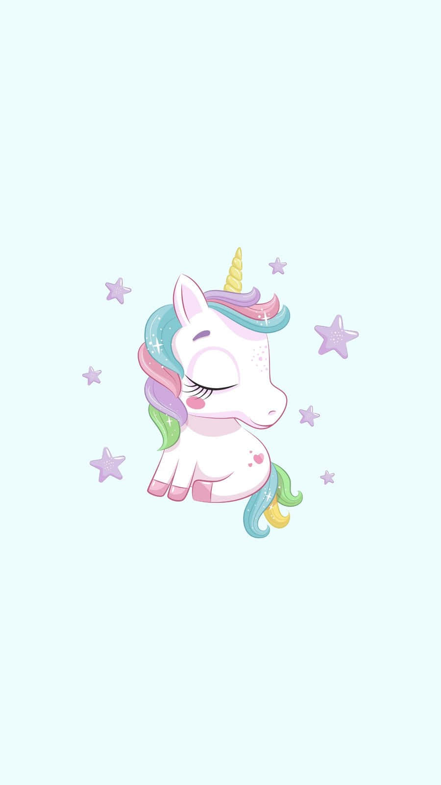 pastel unicorn, rainbow mane, floating stars, HD Phone Wallpaper