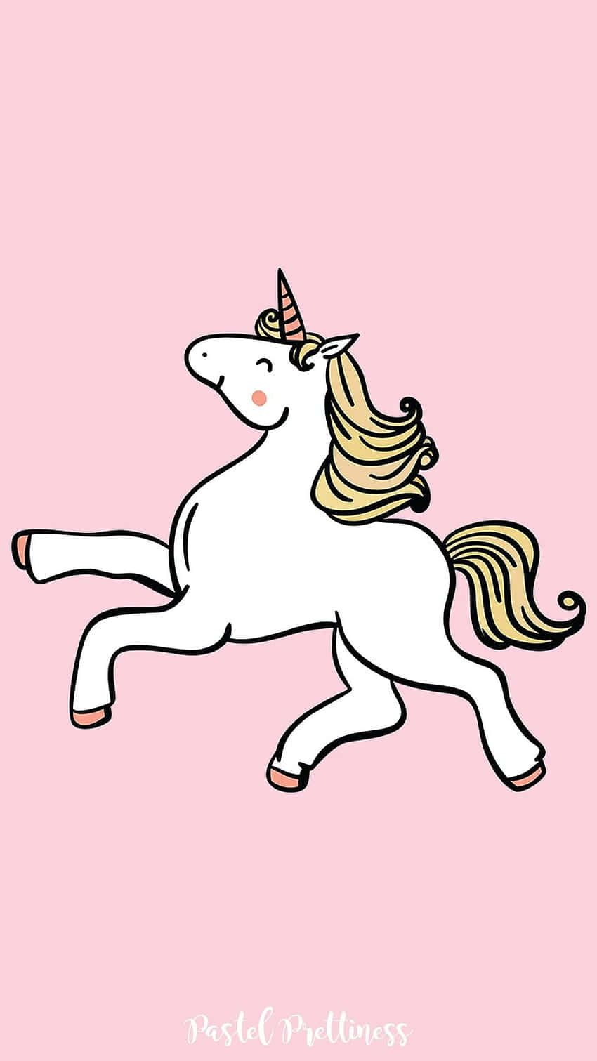 Pastel Unicorn, golden mane, golden horn, HD Phone Wallpaper