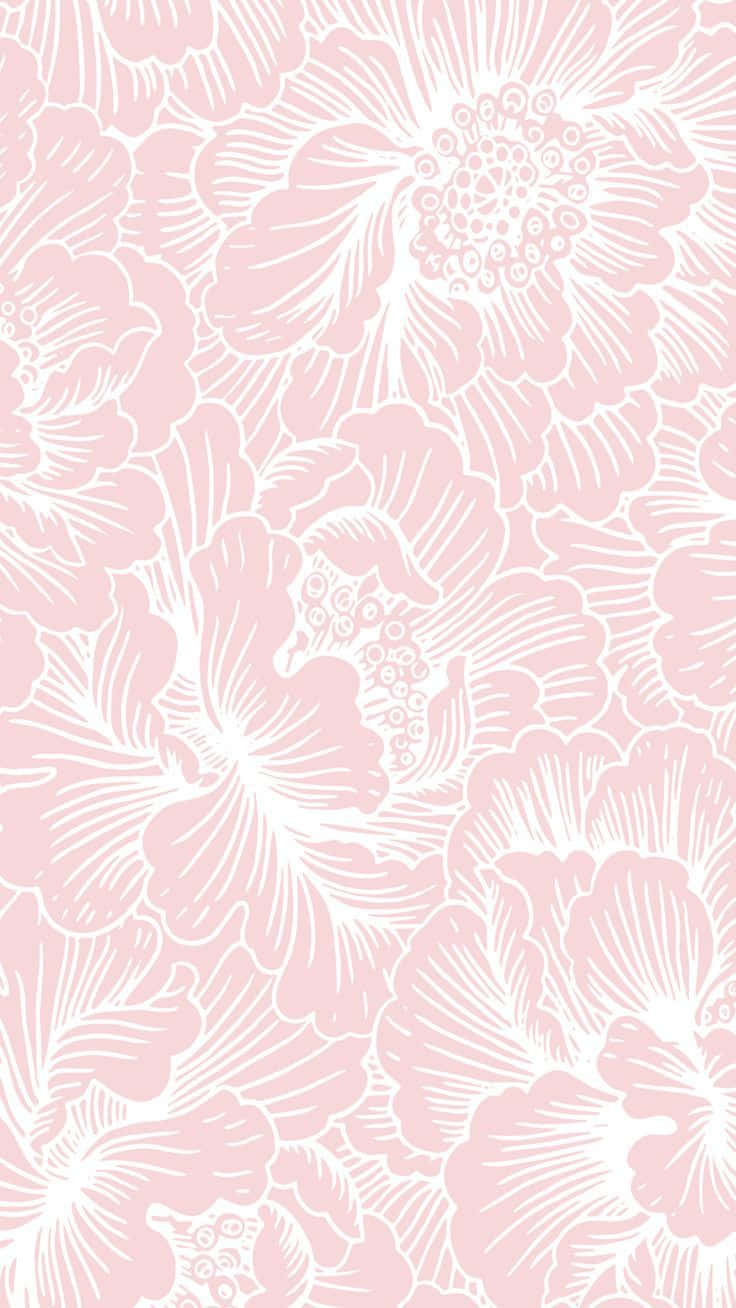 pastel vintage iphone, soft pink, white outlined floral patterns, HD Phone Wallpaper