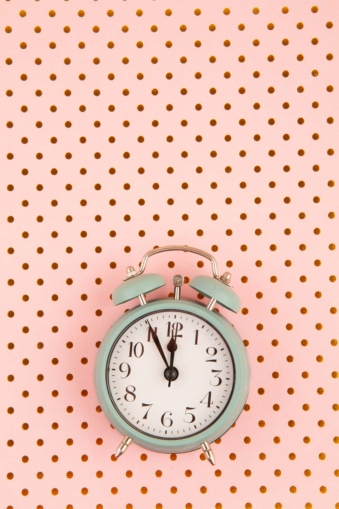 pastel green alarm clock, mint green vintage alarm clock, pink background, Full HD Phone Wallpaper