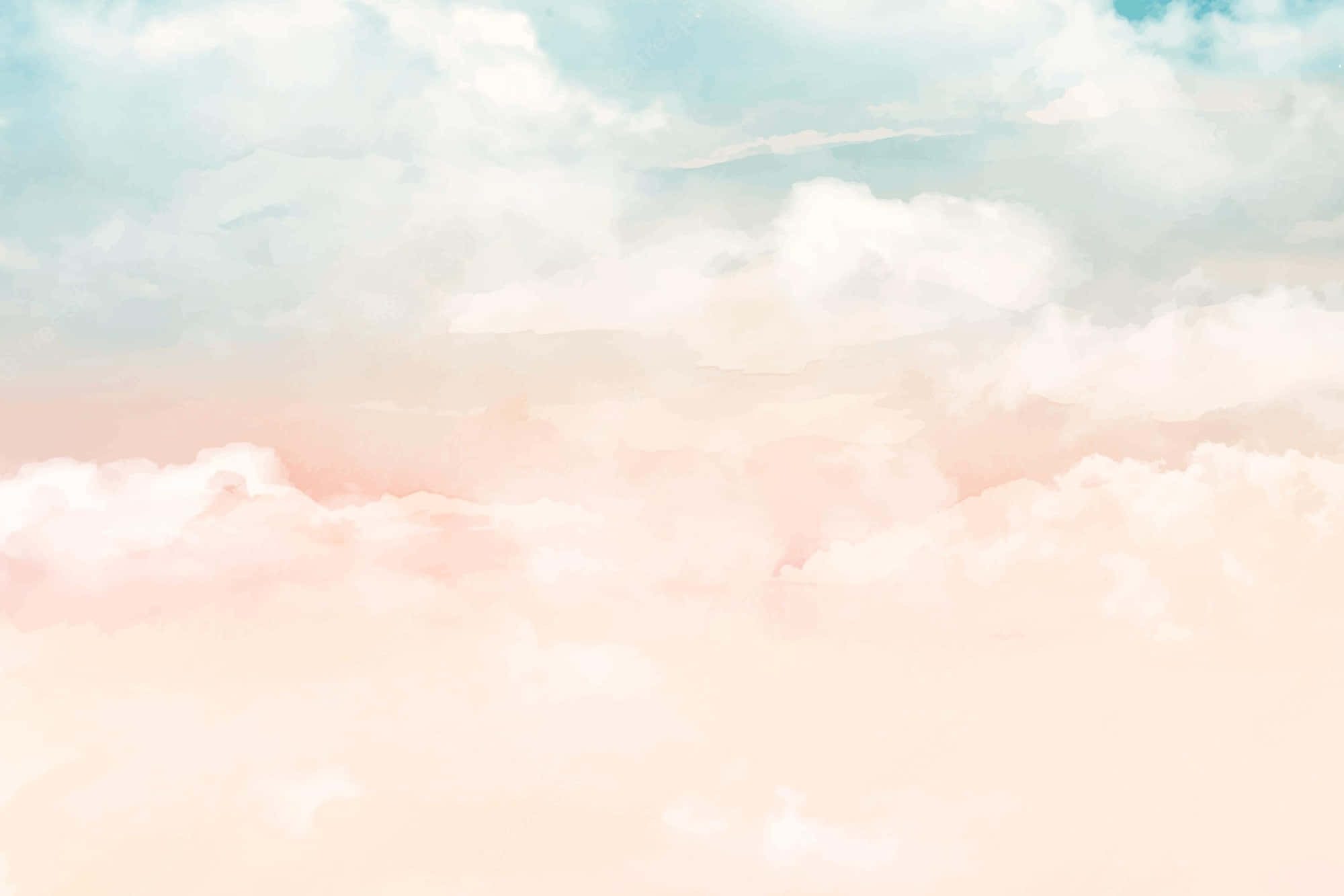 pastel watercolor, peach, mint blue, Full HD Desktop Wallpaper