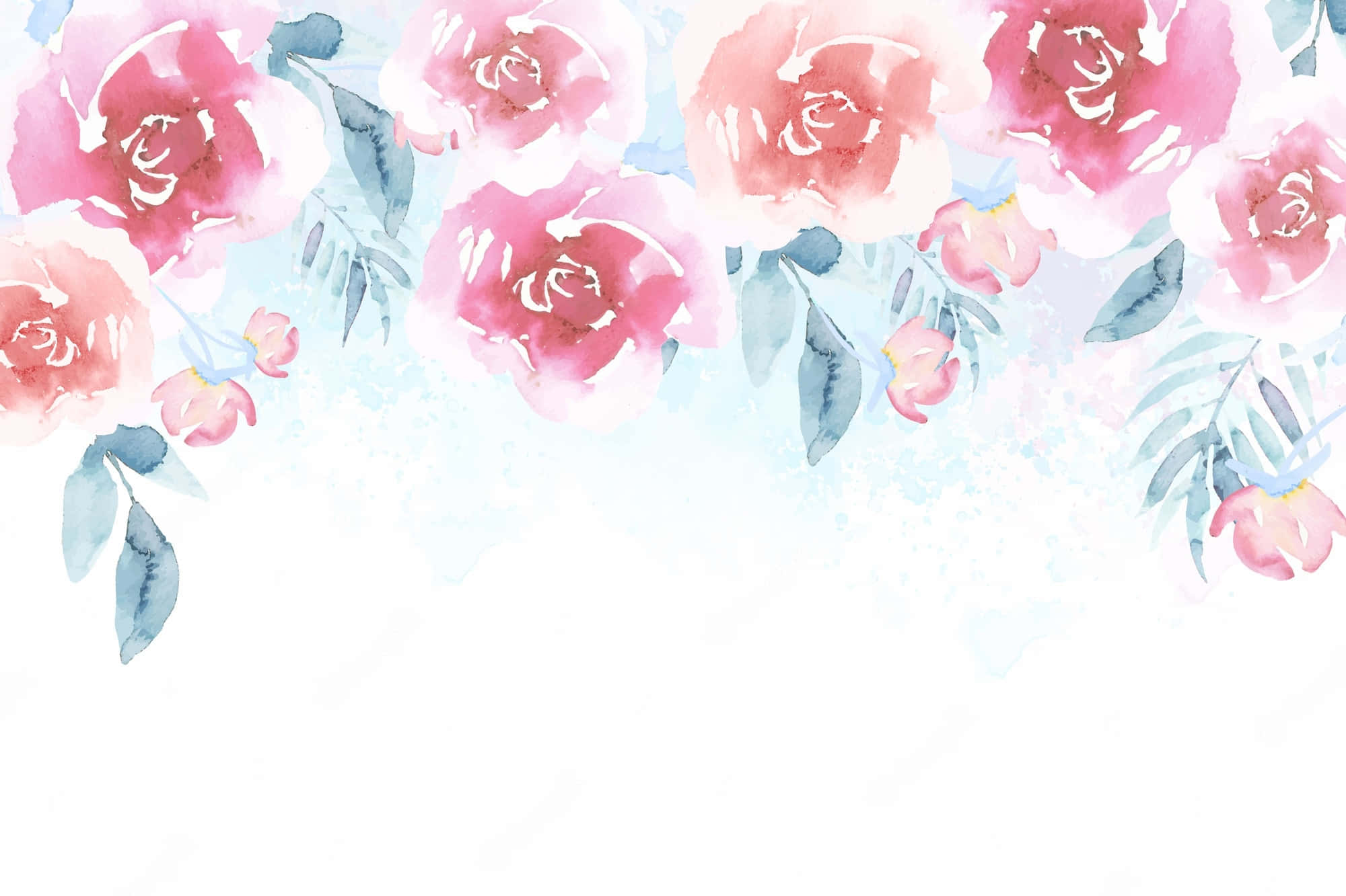 pastel watercolor, soft watercolor roses, pink, Full HD Desktop Wallpaper