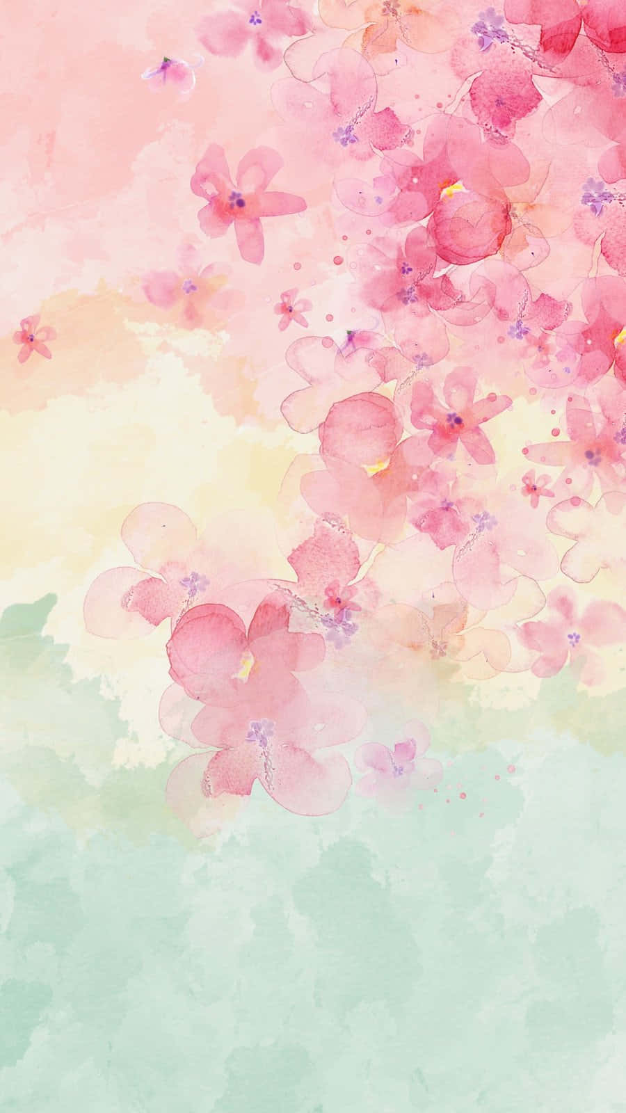 pastel floral watercolor background, pink, purple, HD Phone Wallpaper